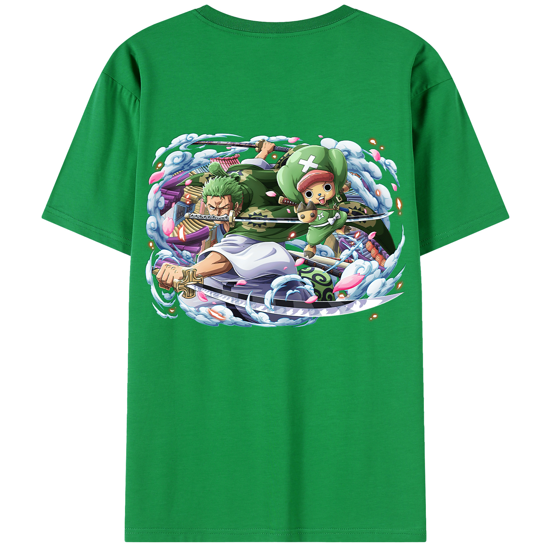 ワンピース ロロノア・ゾロ ONE PIECE Roronoa Zoro 綿100％ メンズ半袖Tシャツ（バックプリント） 通気性