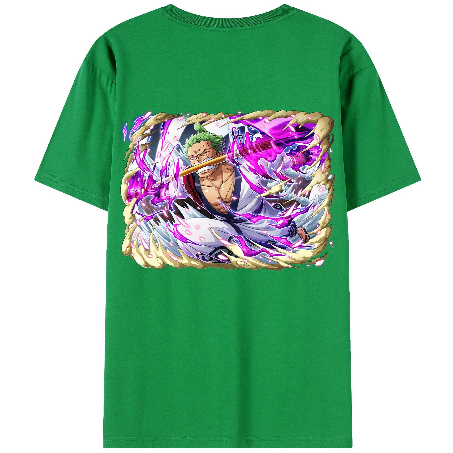 ワンピース ロロノア・ゾロ ONE PIECE Roronoa Zoro 綿100％ メンズ半袖Tシャツ（バックプリント） 通気性