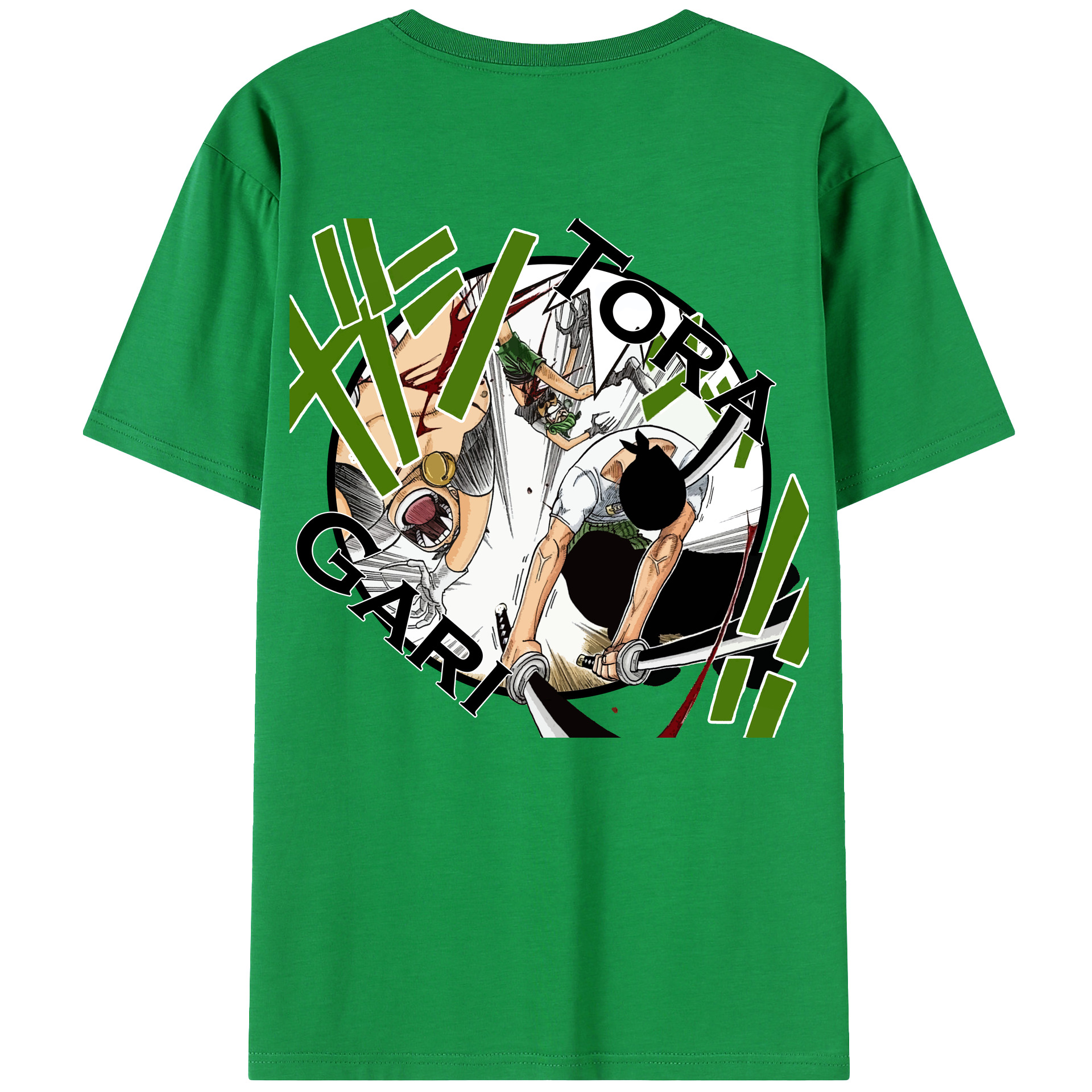 ワンピース ロロノア・ゾロ ONE PIECE Roronoa Zoro 綿100％ メンズ半袖Tシャツ（バックプリント） 通気性