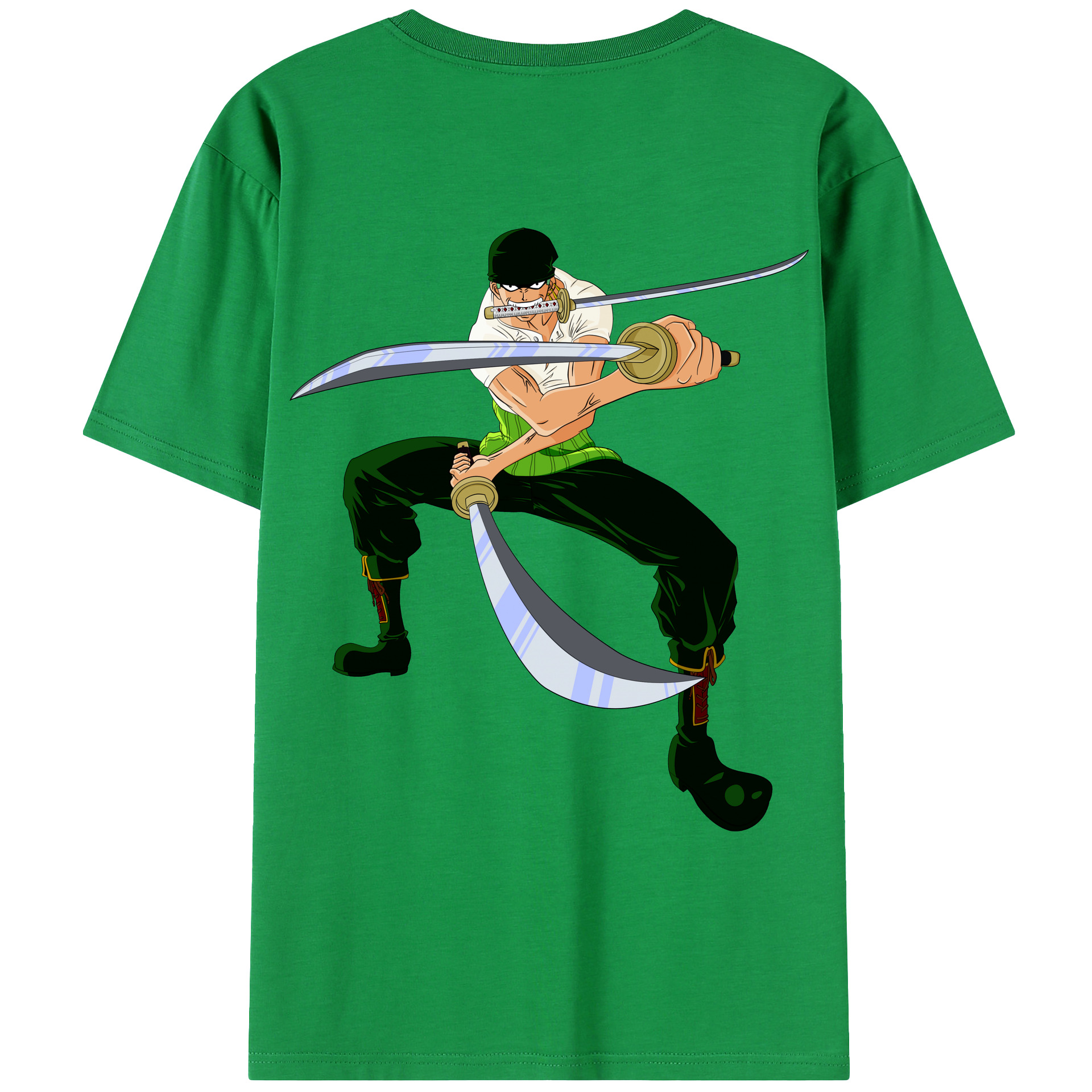 ワンピース ロロノア・ゾロ ONE PIECE Roronoa Zoro 綿100％ メンズ半袖Tシャツ（バックプリント） 通気性