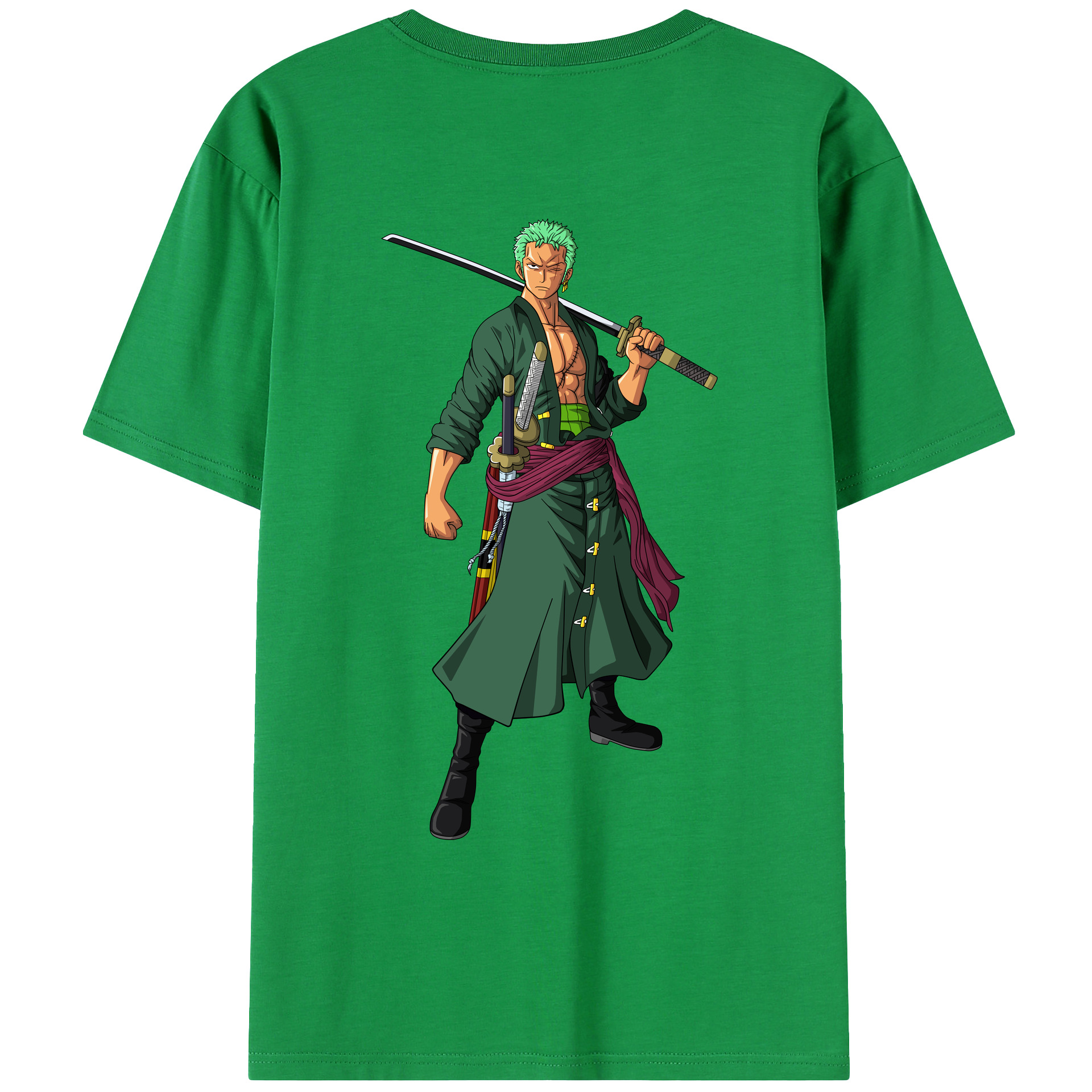 ワンピース ロロノア・ゾロ ONE PIECE Roronoa Zoro 綿100％ メンズ半袖Tシャツ（バックプリント） 通気性