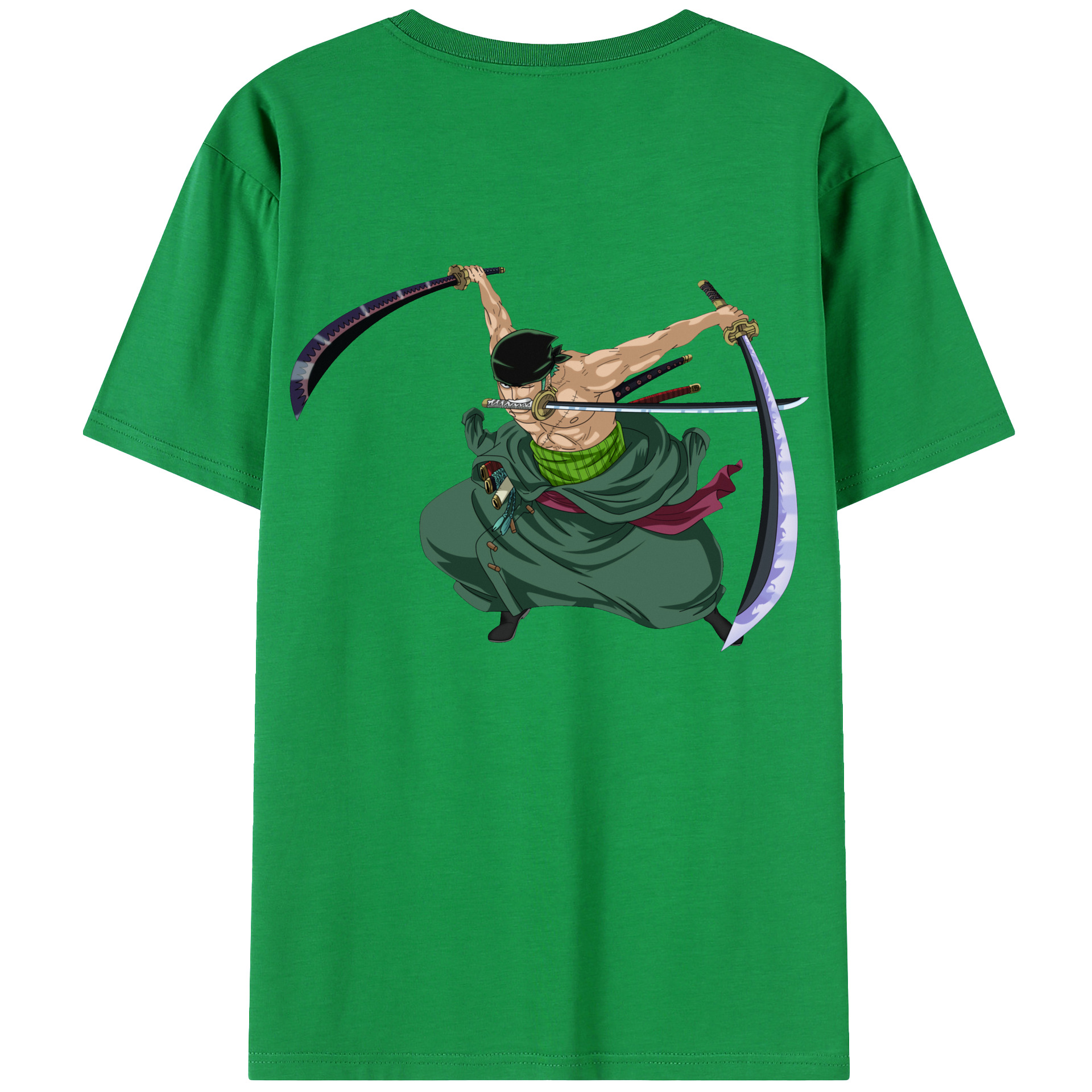 ワンピース ロロノア・ゾロ ONE PIECE Roronoa Zoro 綿100％ メンズ半袖Tシャツ（バックプリント） 通気性