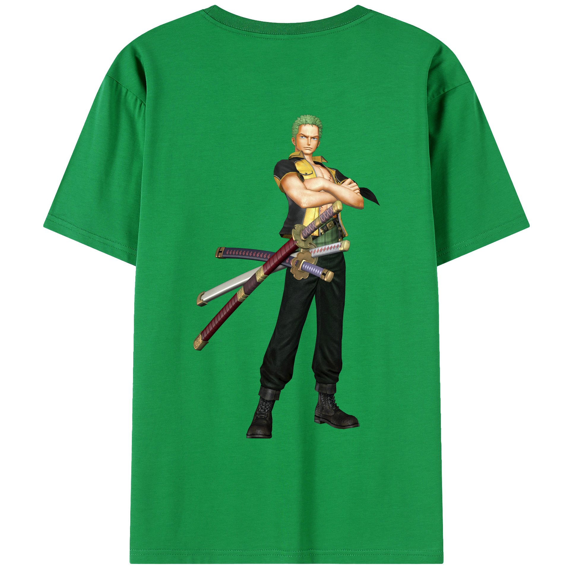ワンピース ロロノア・ゾロ ONE PIECE Roronoa Zoro 綿100％ メンズ半袖Tシャツ（バックプリント） 通気性