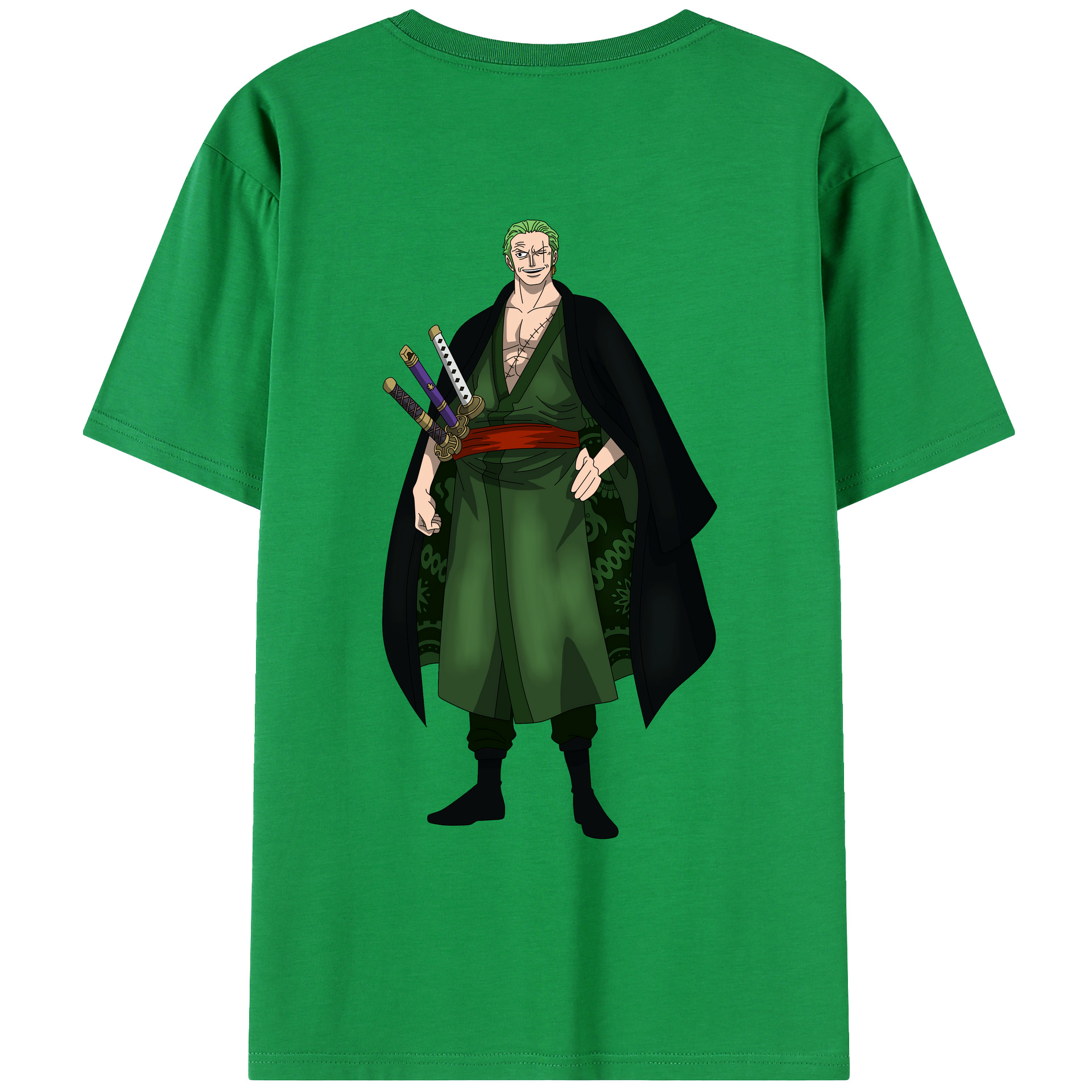 ワンピース ロロノア・ゾロ ONE PIECE Roronoa Zoro 綿100％ メンズ半袖Tシャツ（バックプリント） 通気性