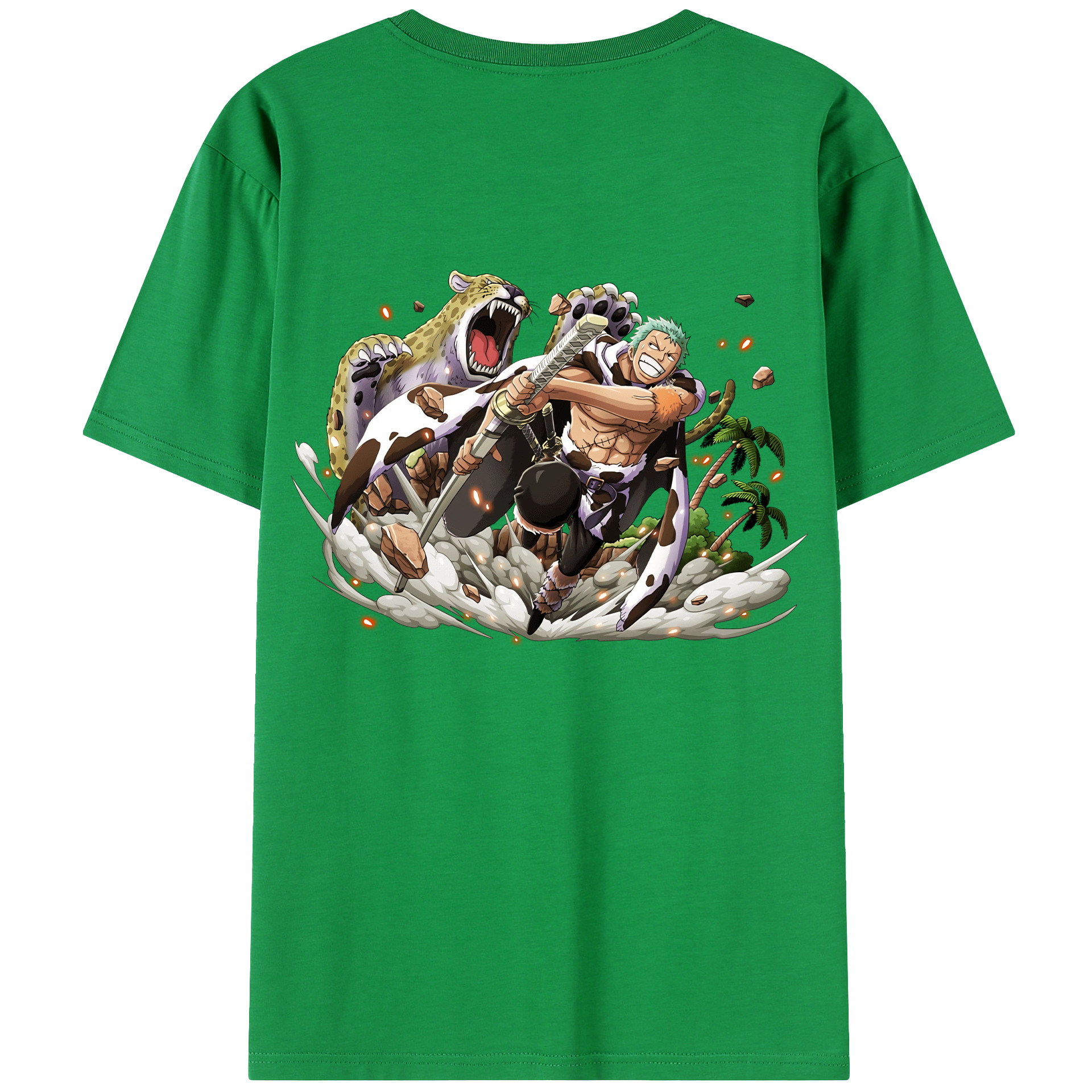 ワンピース ロロノア・ゾロ ONE PIECE Roronoa Zoro 綿100％ メンズ半袖Tシャツ（バックプリント） 通気性