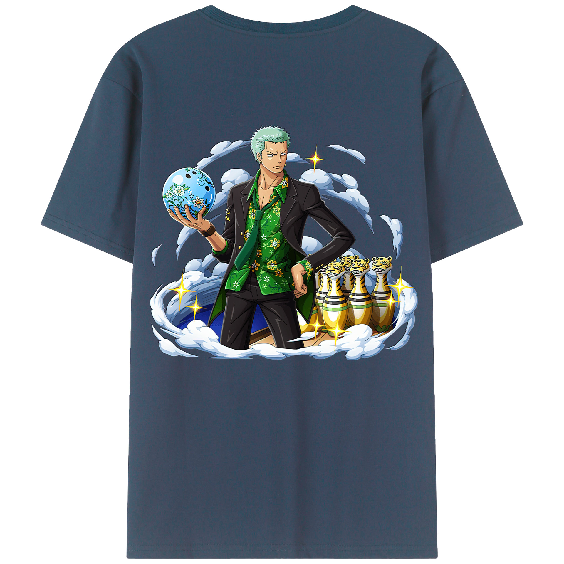 ワンピース ロロノア・ゾロ ONE PIECE Roronoa Zoro 綿100％ メンズ半袖Tシャツ（バックプリント） 通気性