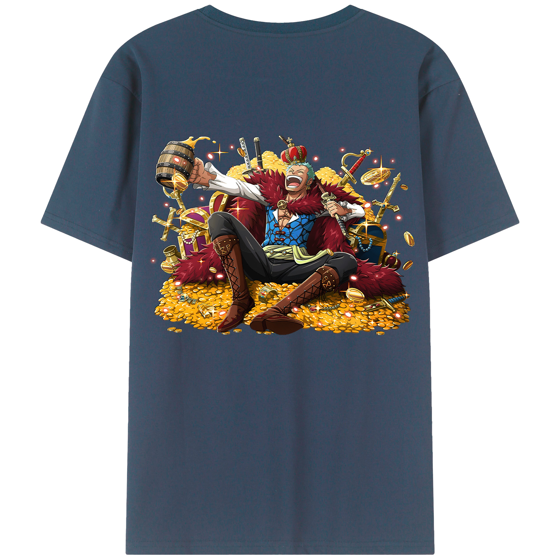 ワンピース ロロノア・ゾロ ONE PIECE Roronoa Zoro 綿100％ メンズ半袖Tシャツ（バックプリント） 通気性
