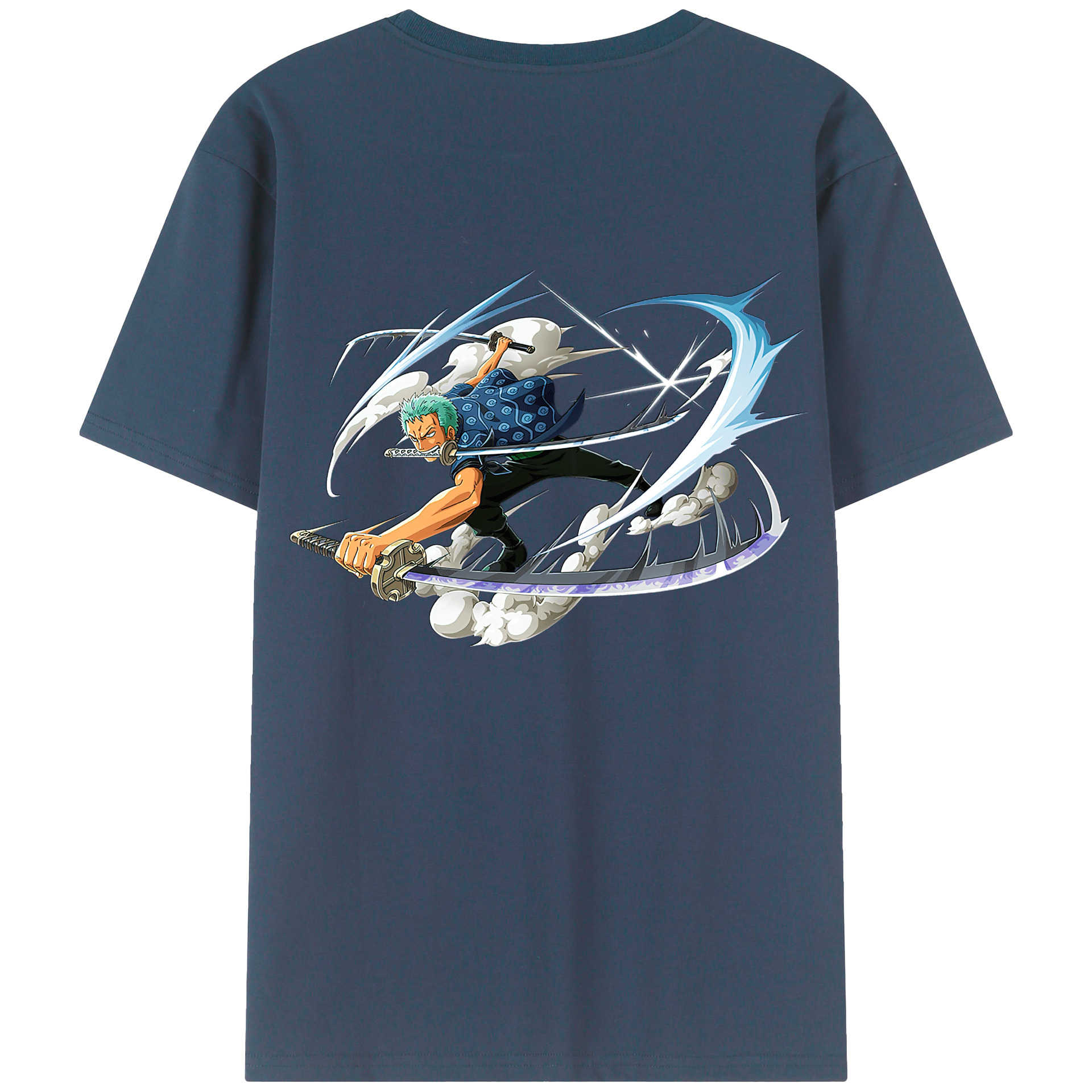 ワンピース ロロノア・ゾロ ONE PIECE Roronoa Zoro 綿100％ メンズ半袖Tシャツ（バックプリント） 通気性