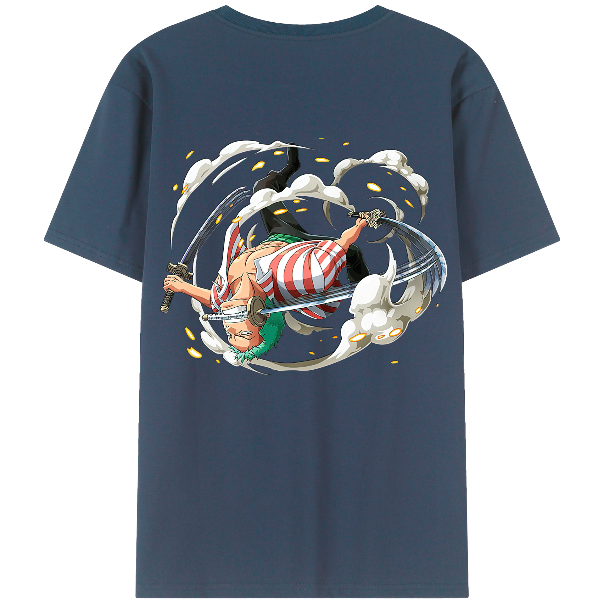 ワンピース ロロノア・ゾロ ONE PIECE Roronoa Zoro 綿100％ メンズ半袖Tシャツ（バックプリント） 通気性