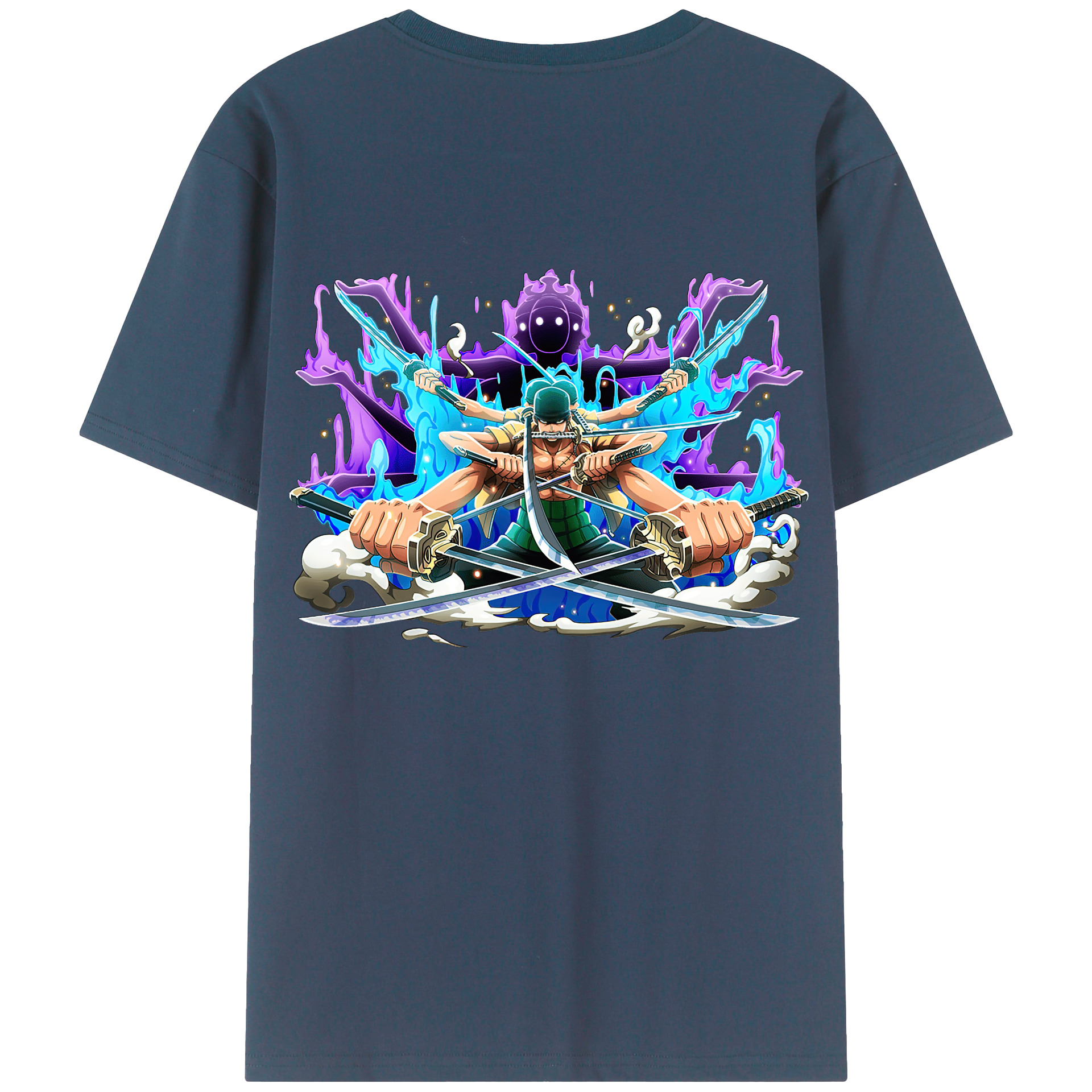 ワンピース ロロノア・ゾロ ONE PIECE Roronoa Zoro 綿100％ メンズ半袖Tシャツ（バックプリント） 通気性