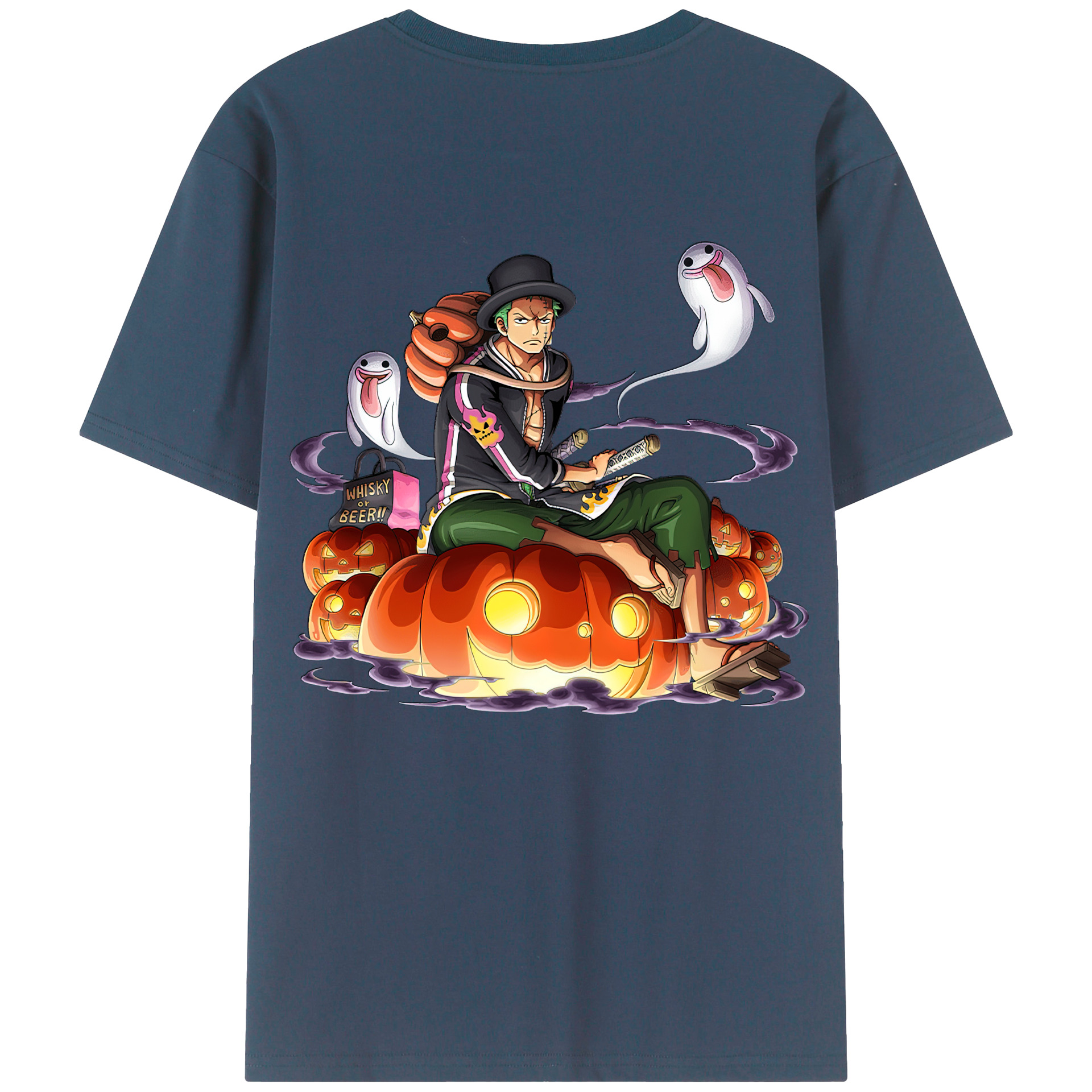 ワンピース ロロノア・ゾロ ONE PIECE Roronoa Zoro 綿100％ メンズ半袖Tシャツ（バックプリント） 通気性