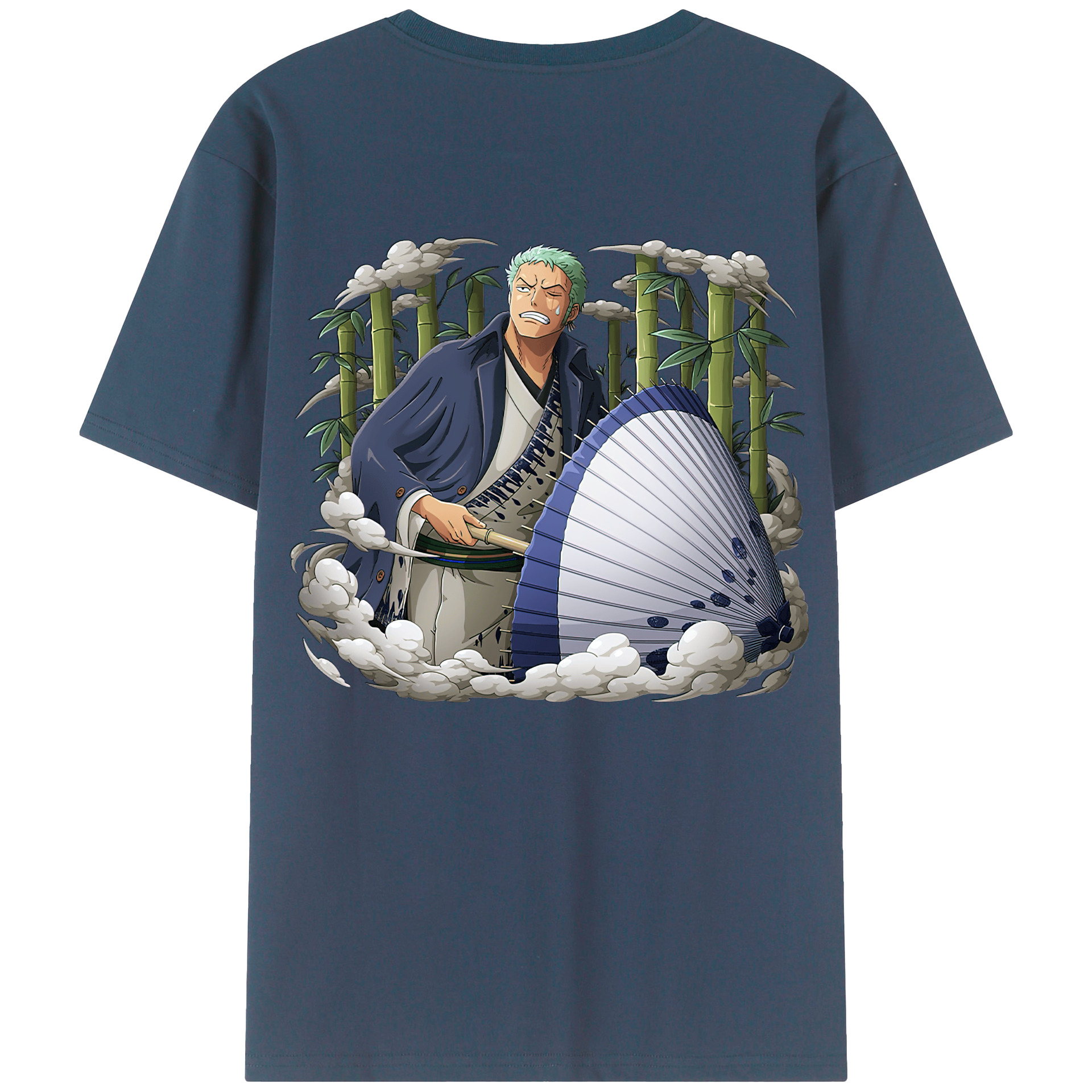 ワンピース ロロノア・ゾロ ONE PIECE Roronoa Zoro 綿100％ メンズ半袖Tシャツ（バックプリント） 通気性