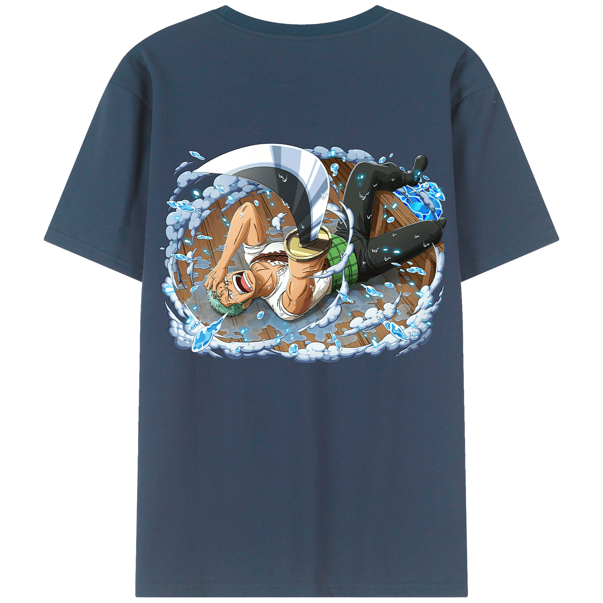 ワンピース ロロノア・ゾロ ONE PIECE Roronoa Zoro 綿100％ メンズ半袖Tシャツ（バックプリント） 通気性
