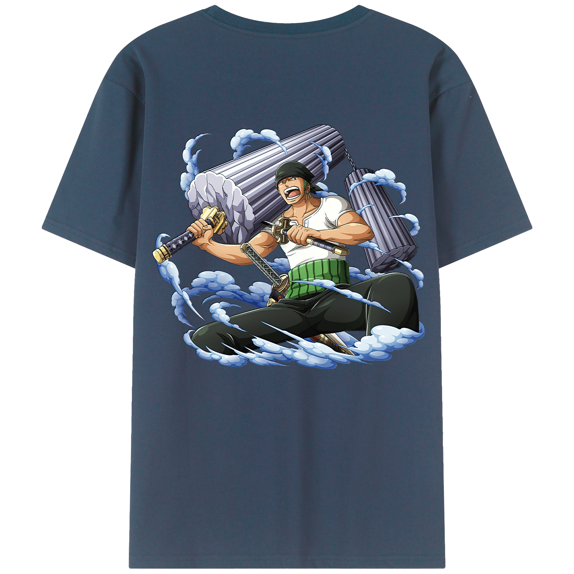 ワンピース ロロノア・ゾロ ONE PIECE Roronoa Zoro 綿100％ メンズ半袖Tシャツ（バックプリント） 通気性