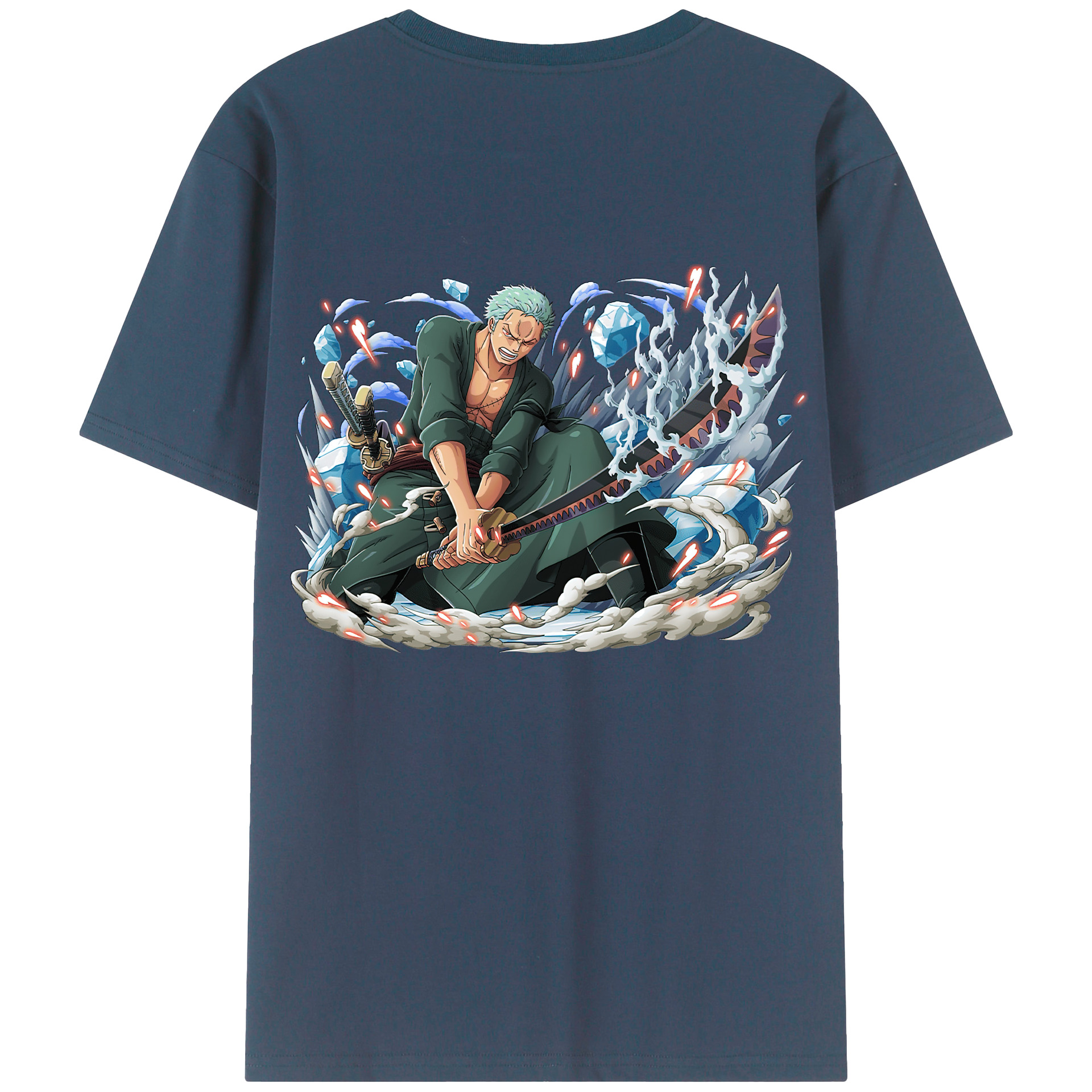 ワンピース ロロノア・ゾロ ONE PIECE Roronoa Zoro 綿100％ メンズ半袖Tシャツ（バックプリント） 通気性