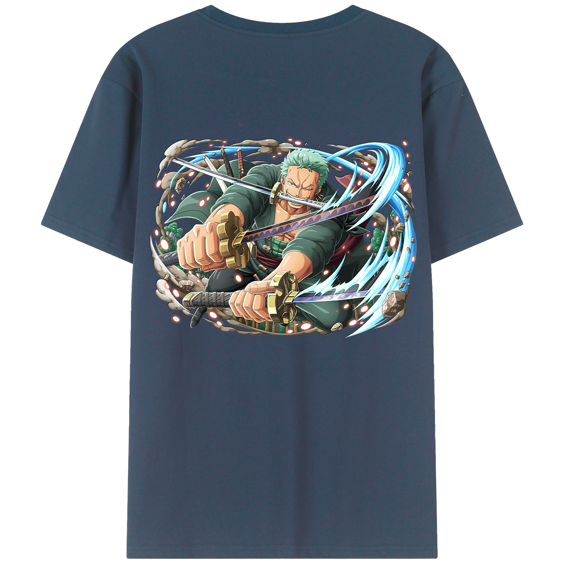 ワンピース ロロノア・ゾロ ONE PIECE Roronoa Zoro 綿100％ メンズ半袖Tシャツ（バックプリント） 通気性