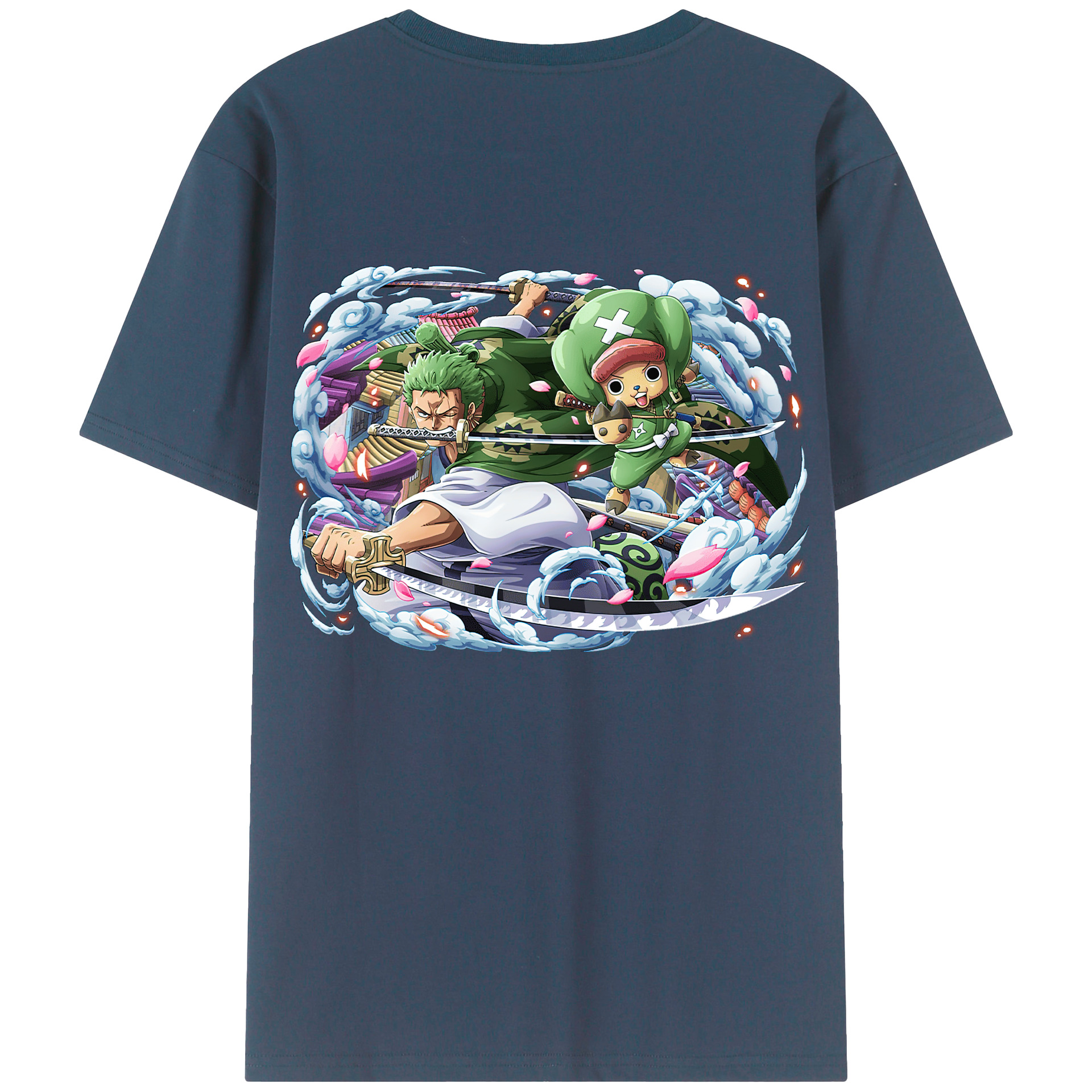 ワンピース ロロノア・ゾロ ONE PIECE Roronoa Zoro 綿100％ メンズ半袖Tシャツ（バックプリント） 通気性
