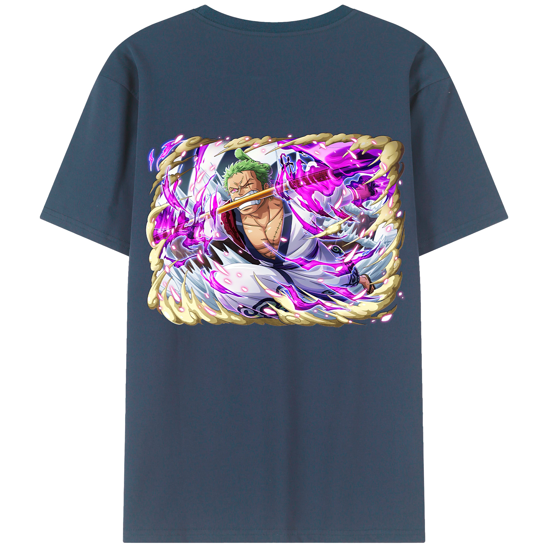 ワンピース ロロノア・ゾロ ONE PIECE Roronoa Zoro 綿100％ メンズ半袖Tシャツ（バックプリント） 通気性