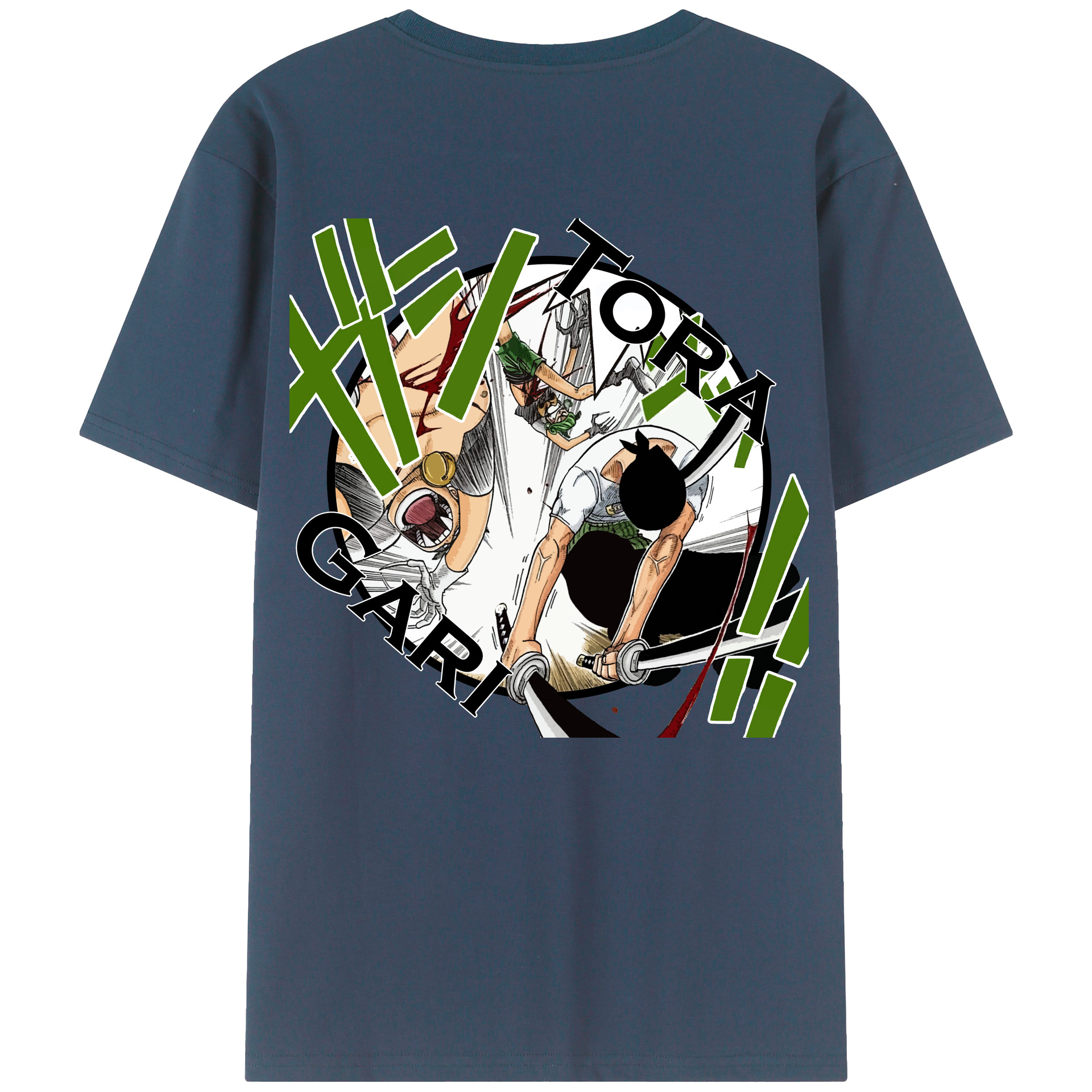 ワンピース ロロノア・ゾロ ONE PIECE Roronoa Zoro 綿100％ メンズ半袖Tシャツ（バックプリント） 通気性