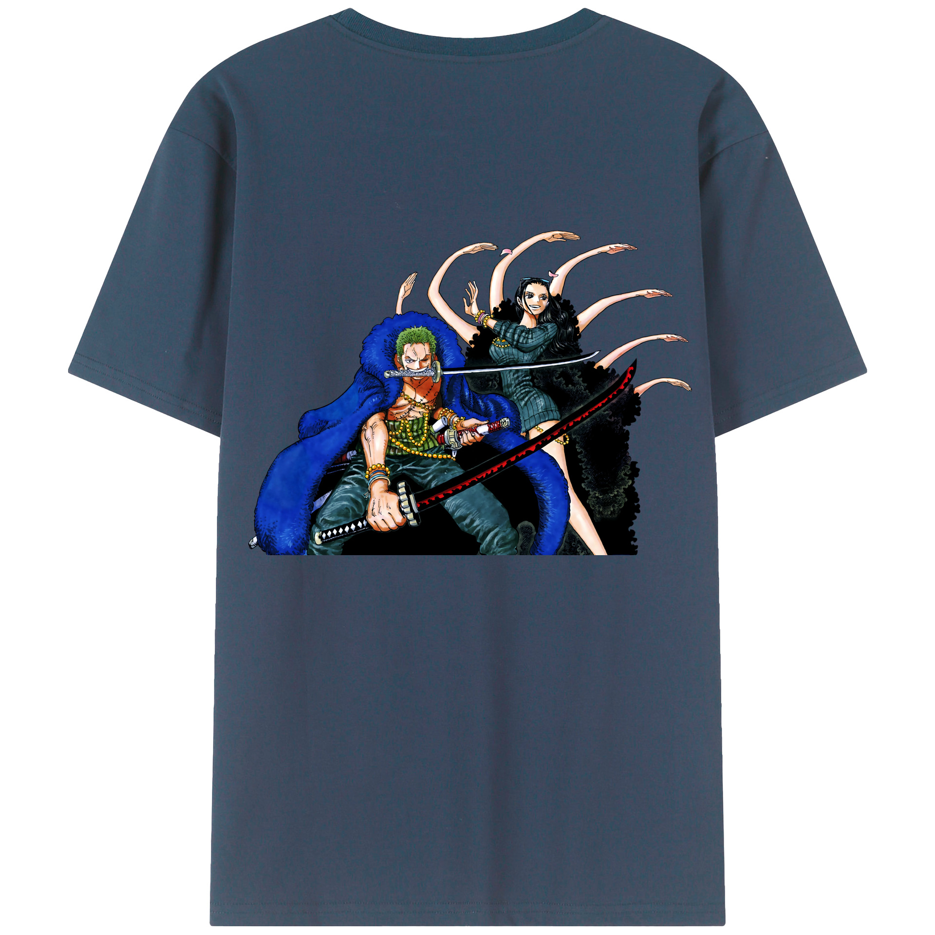 ワンピース ロロノア・ゾロ ONE PIECE Roronoa Zoro 綿100％ メンズ半袖Tシャツ（バックプリント） 通気性