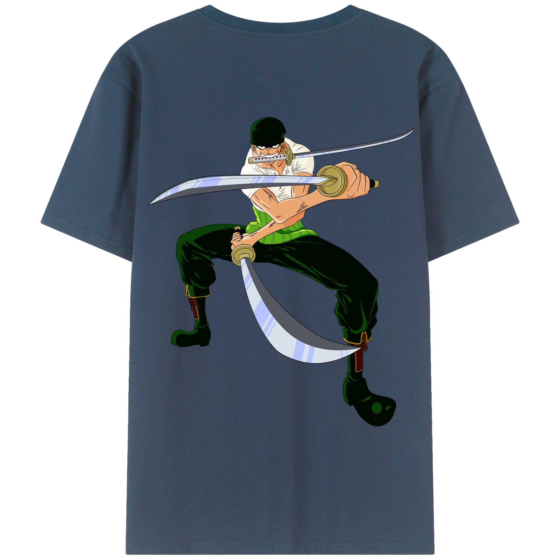 ワンピース ロロノア・ゾロ ONE PIECE Roronoa Zoro 綿100％ メンズ半袖Tシャツ（バックプリント） 通気性