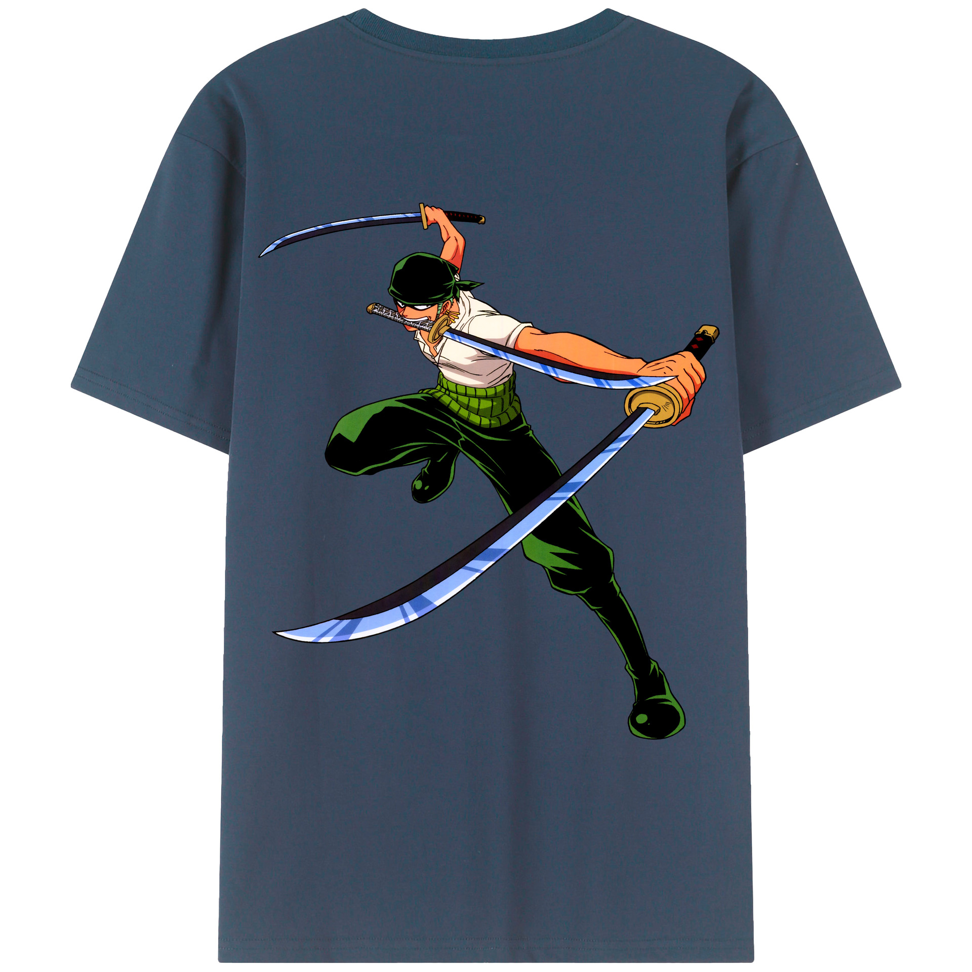 ワンピース ロロノア・ゾロ ONE PIECE Roronoa Zoro 綿100％ メンズ半袖Tシャツ（バックプリント） 通気性