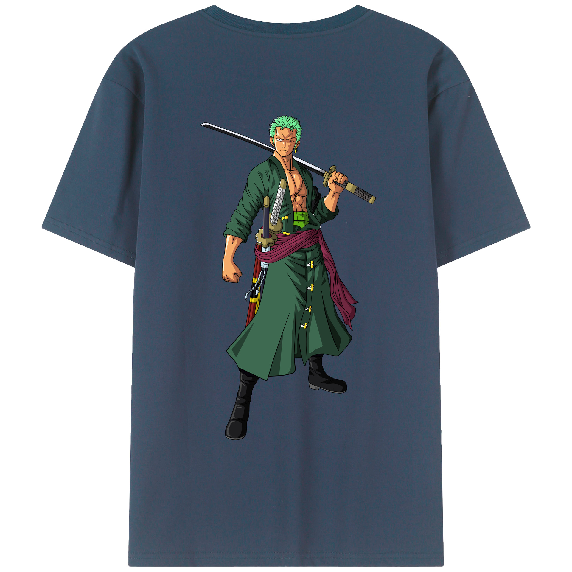 ワンピース ロロノア・ゾロ ONE PIECE Roronoa Zoro 綿100％ メンズ半袖Tシャツ（バックプリント） 通気性