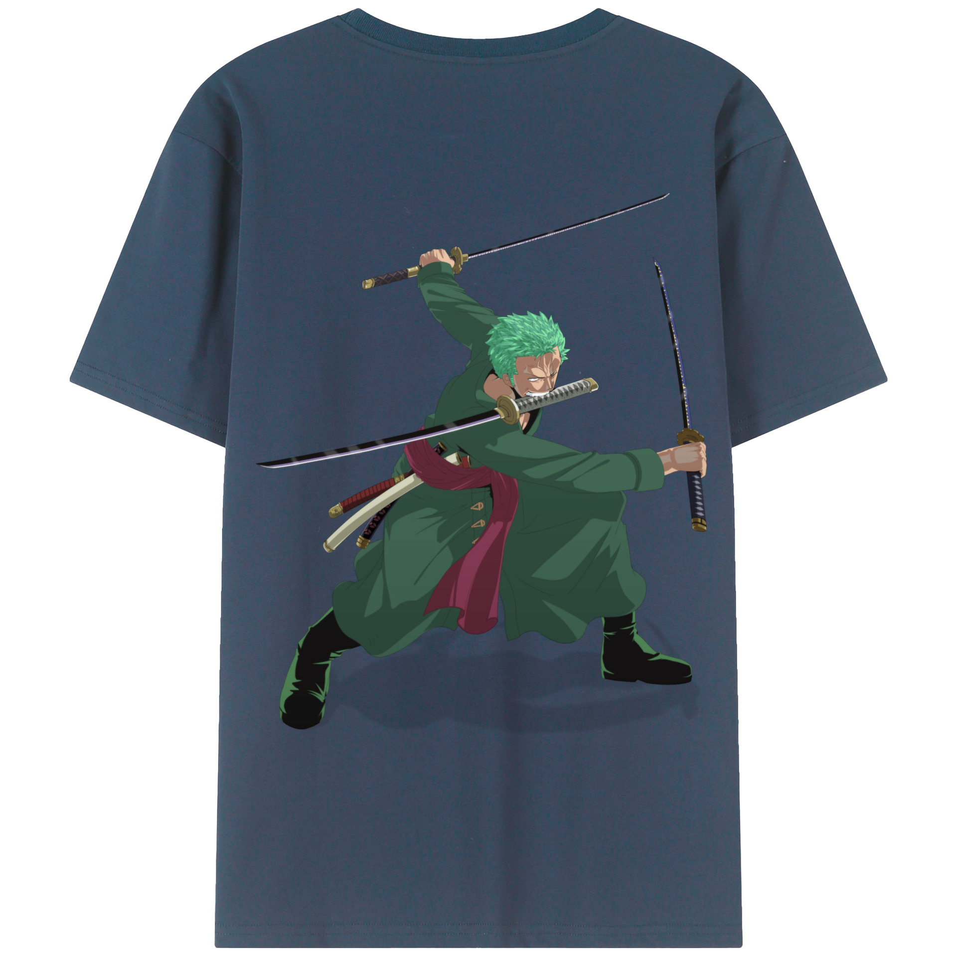 ワンピース ロロノア・ゾロ ONE PIECE Roronoa Zoro 綿100％ メンズ半袖Tシャツ（バックプリント） 通気性