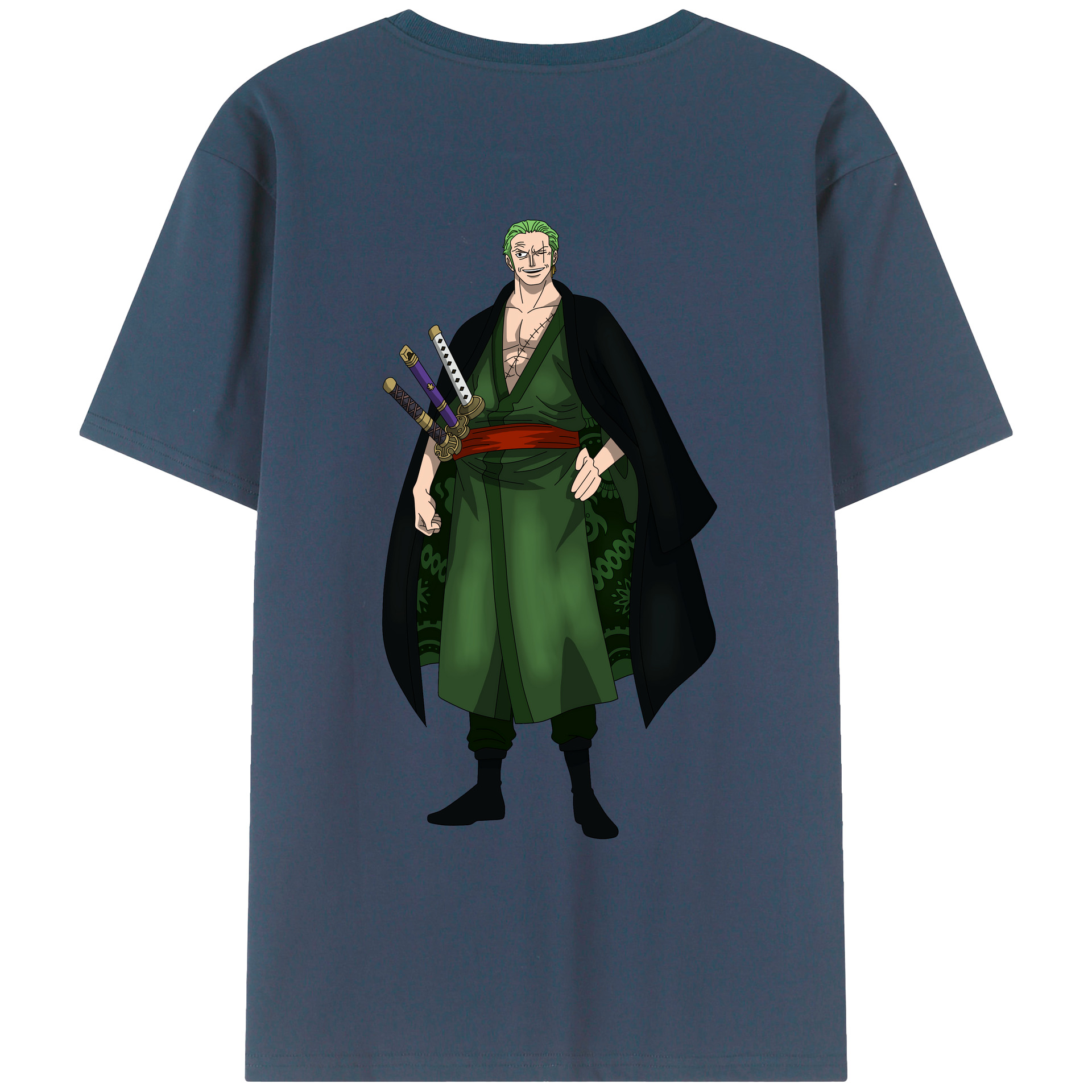 ワンピース ロロノア・ゾロ ONE PIECE Roronoa Zoro 綿100％ メンズ半袖Tシャツ（バックプリント） 通気性