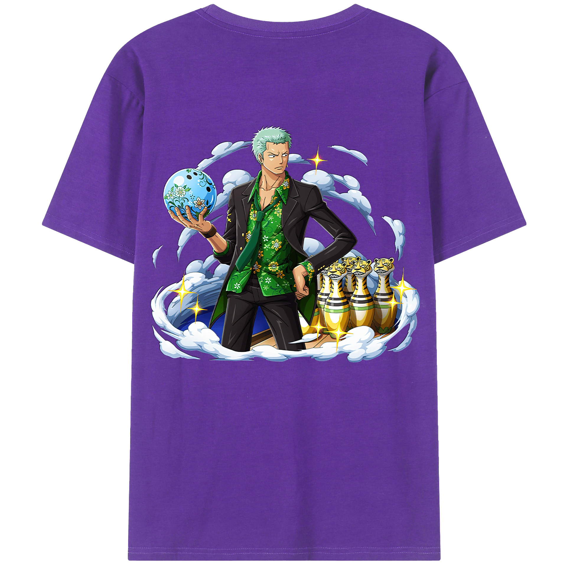 ワンピース ロロノア・ゾロ ONE PIECE Roronoa Zoro 綿100％ メンズ半袖Tシャツ（バックプリント） 通気性