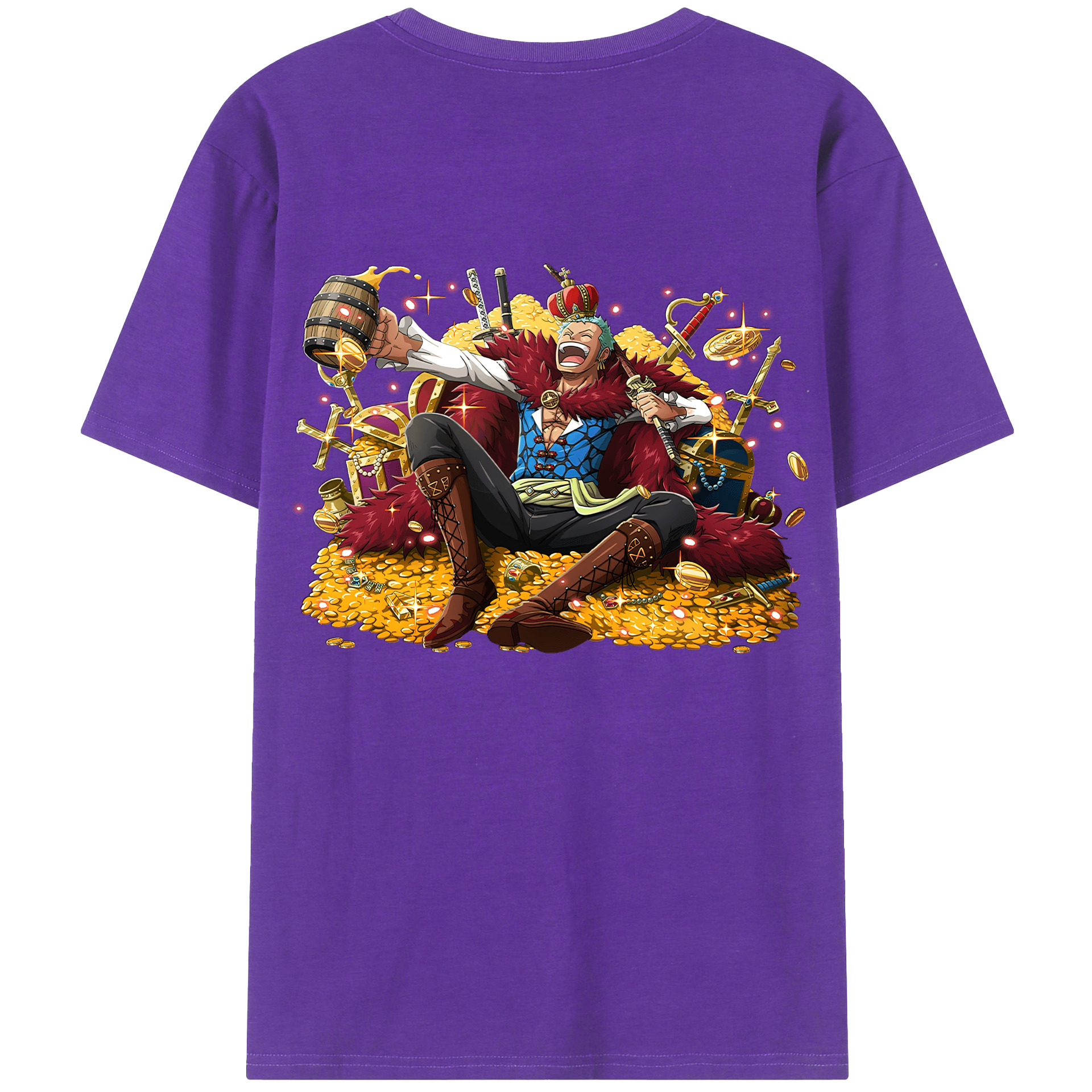 ワンピース ロロノア・ゾロ ONE PIECE Roronoa Zoro 綿100％ メンズ半袖Tシャツ（バックプリント） 通気性