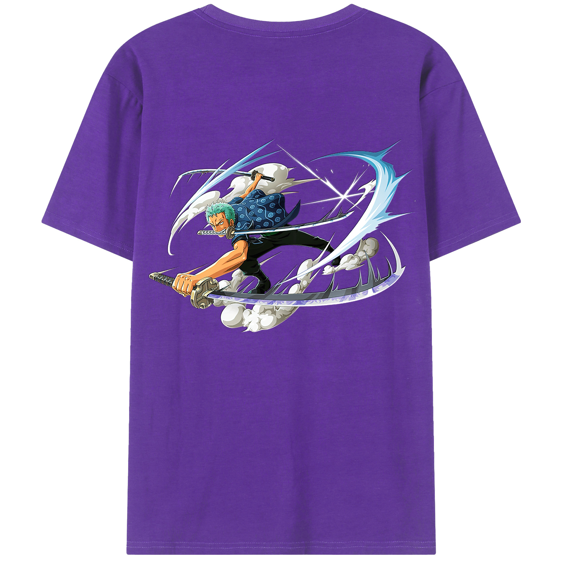 ワンピース ロロノア・ゾロ ONE PIECE Roronoa Zoro 綿100％ メンズ半袖Tシャツ（バックプリント） 通気性