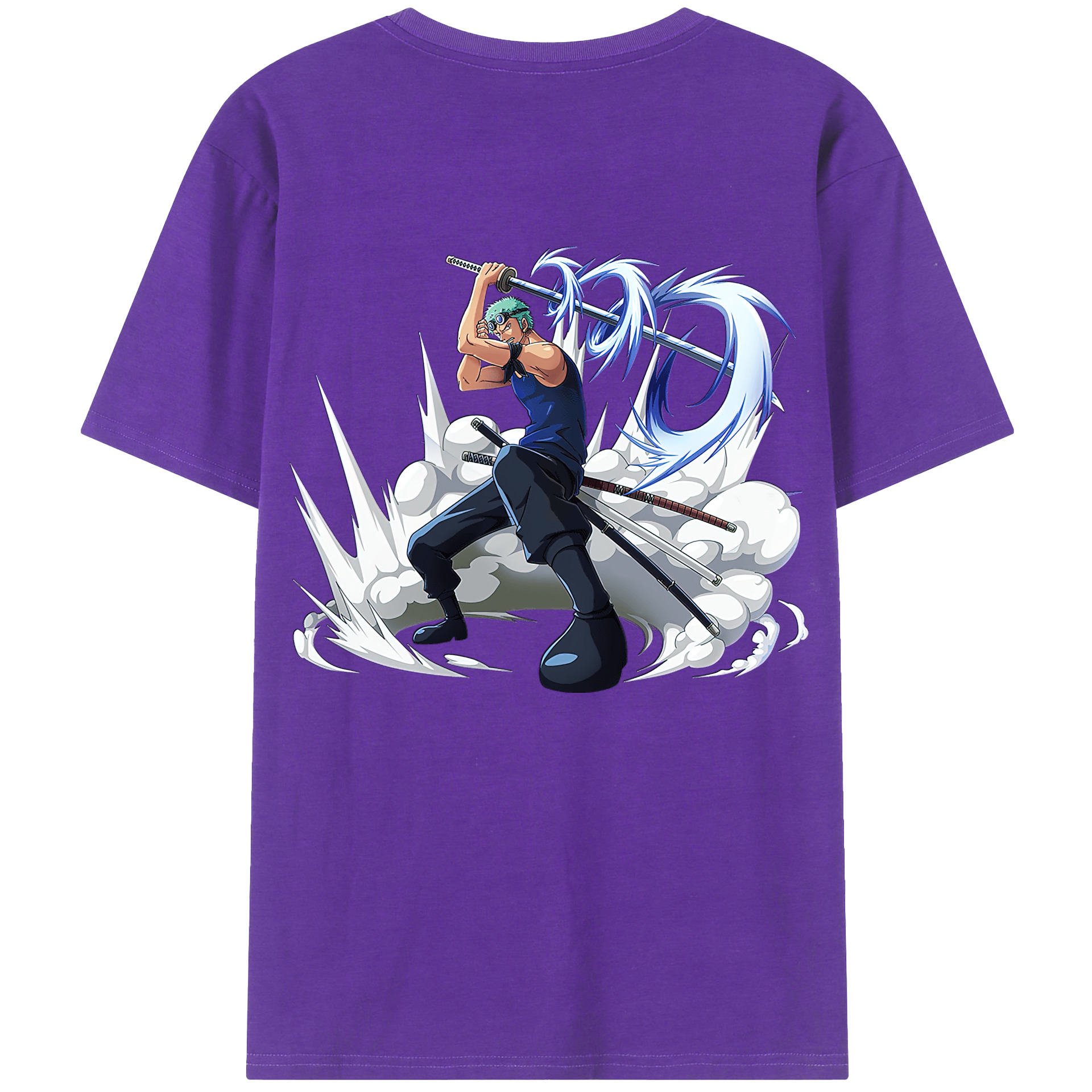 ワンピース ロロノア・ゾロ ONE PIECE Roronoa Zoro 綿100％ メンズ半袖Tシャツ（バックプリント） 通気性