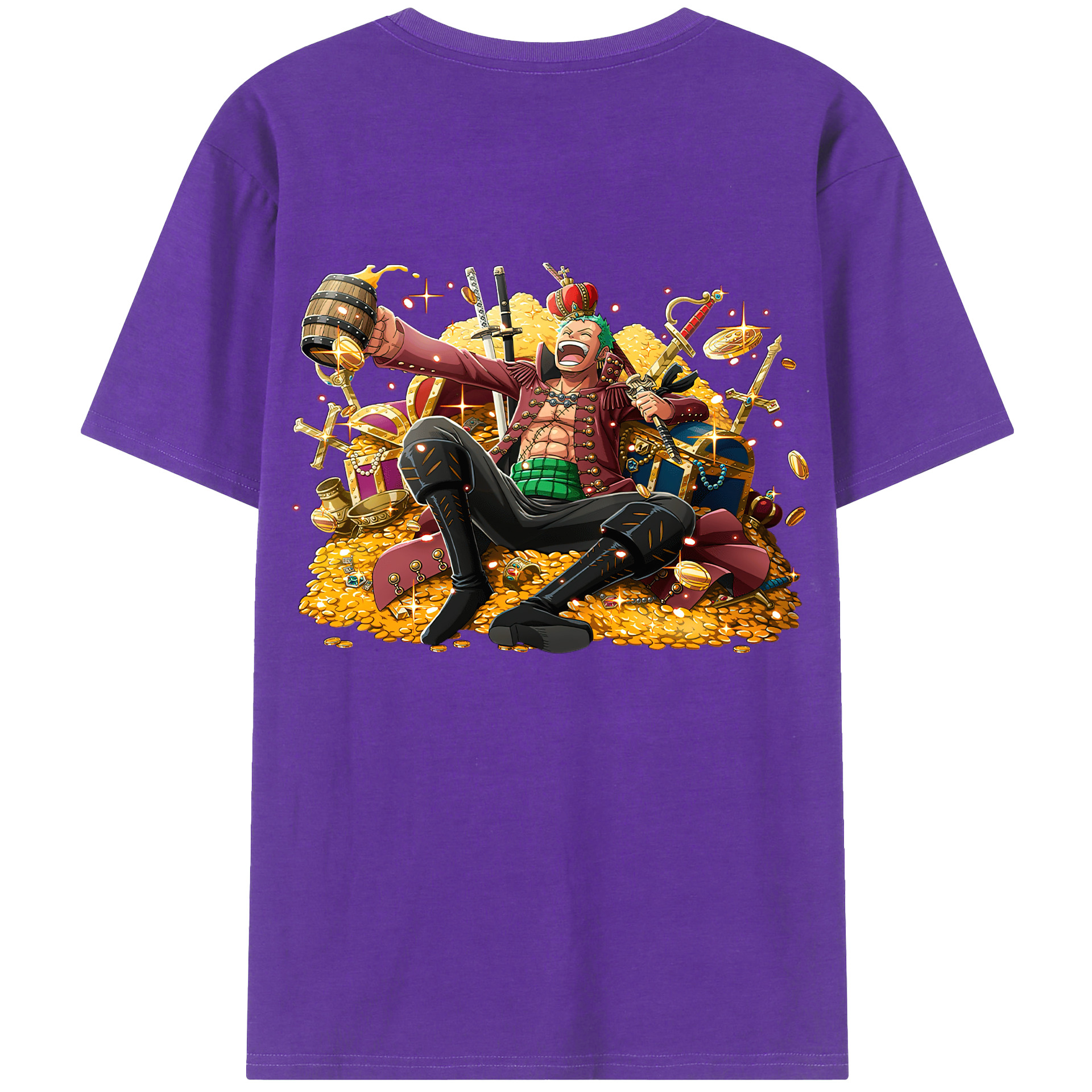 ワンピース ロロノア・ゾロ ONE PIECE Roronoa Zoro 綿100％ メンズ半袖Tシャツ（バックプリント） 通気性