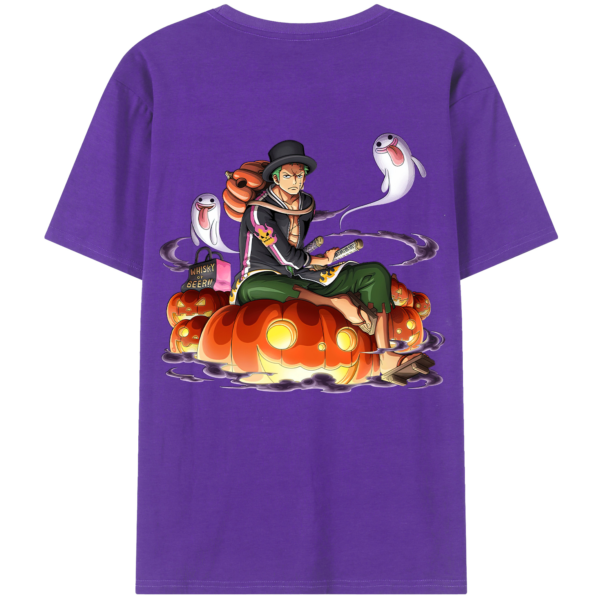 ワンピース ロロノア・ゾロ ONE PIECE Roronoa Zoro 綿100％ メンズ半袖Tシャツ（バックプリント） 通気性