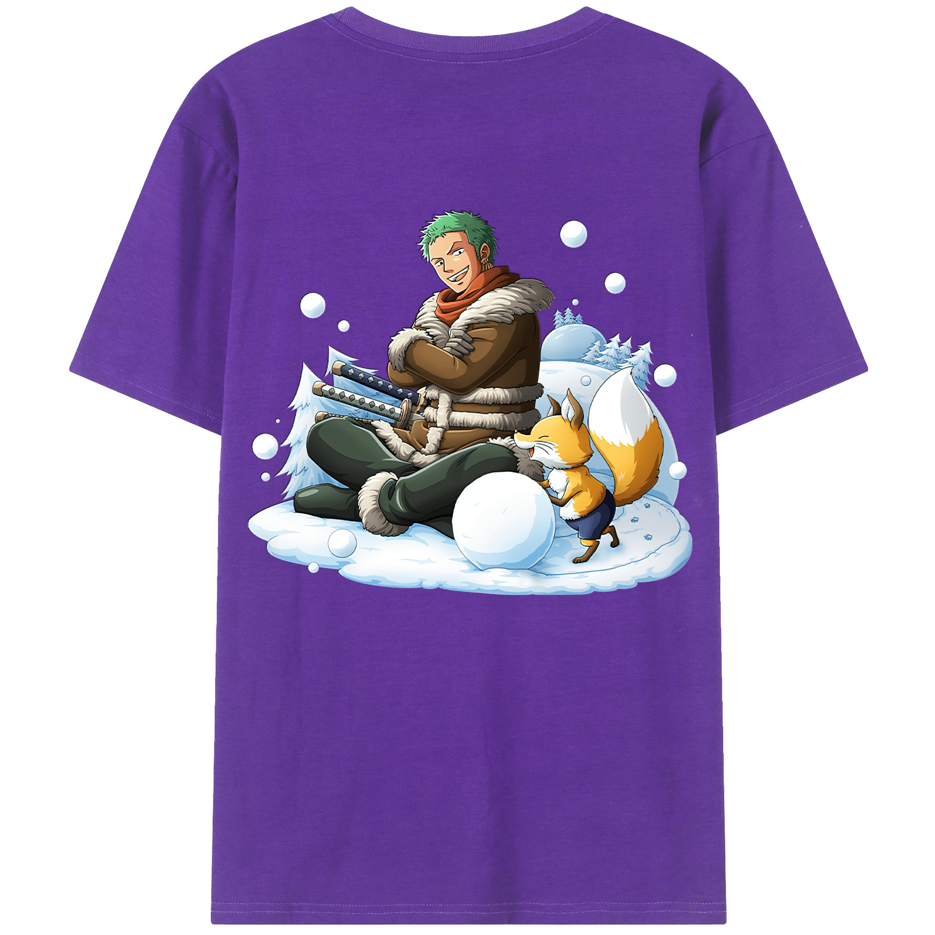 ワンピース ロロノア・ゾロ ONE PIECE Roronoa Zoro 綿100％ メンズ半袖Tシャツ（バックプリント） 通気性