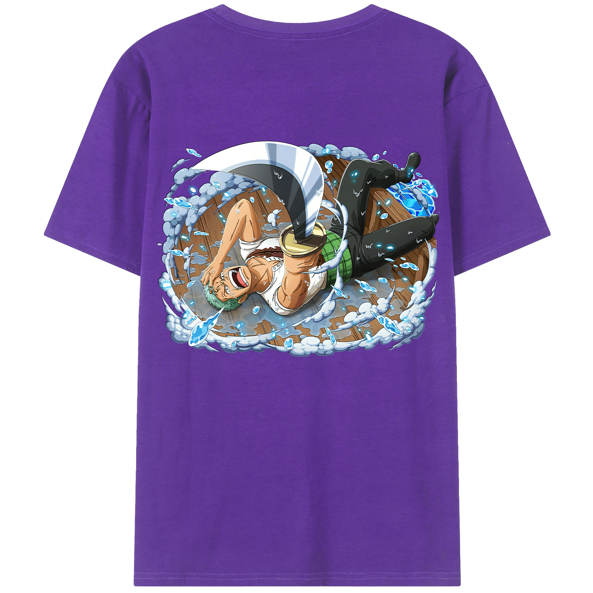 ワンピース ロロノア・ゾロ ONE PIECE Roronoa Zoro 綿100％ メンズ半袖Tシャツ（バックプリント） 通気性