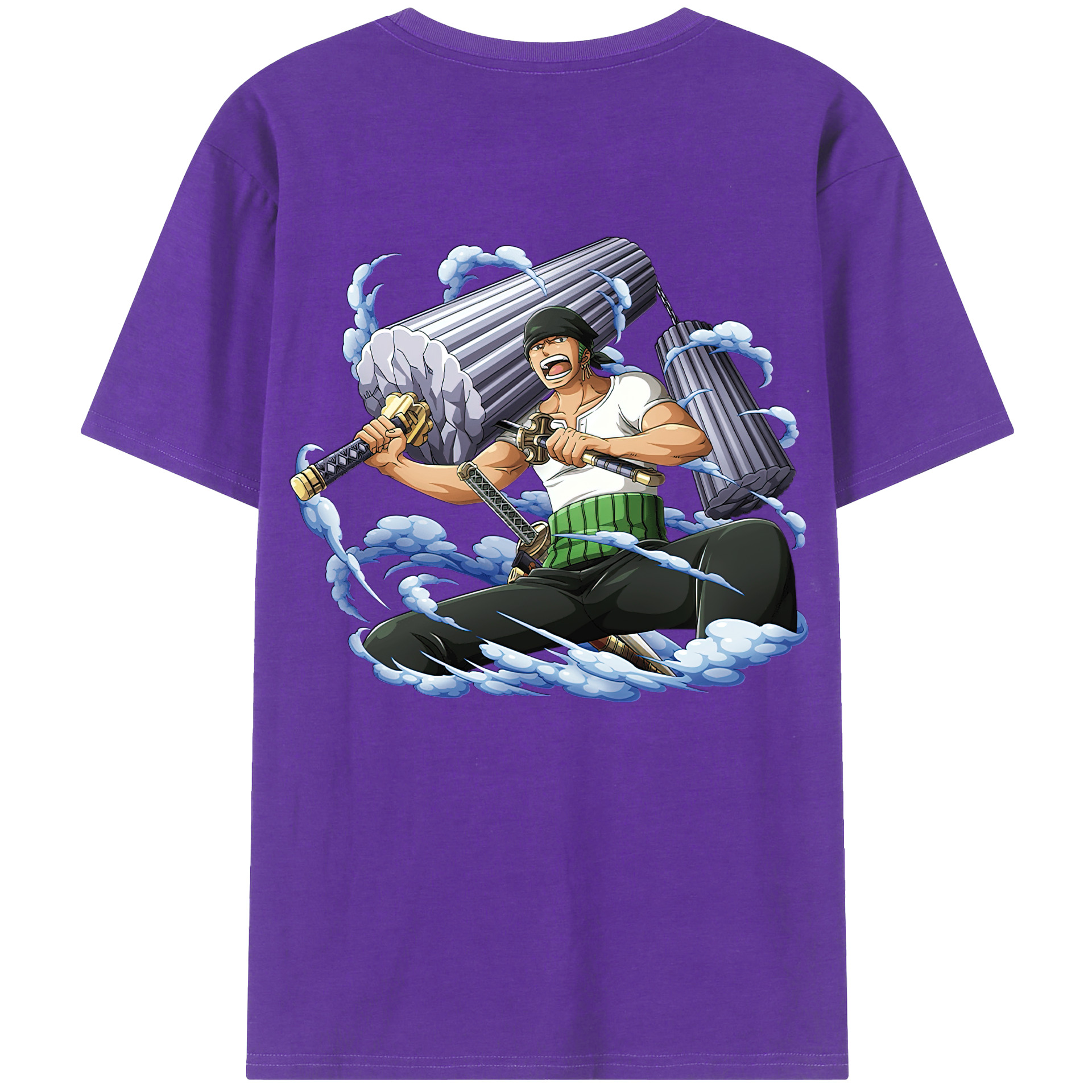 ワンピース ロロノア・ゾロ ONE PIECE Roronoa Zoro 綿100％ メンズ半袖Tシャツ（バックプリント） 通気性