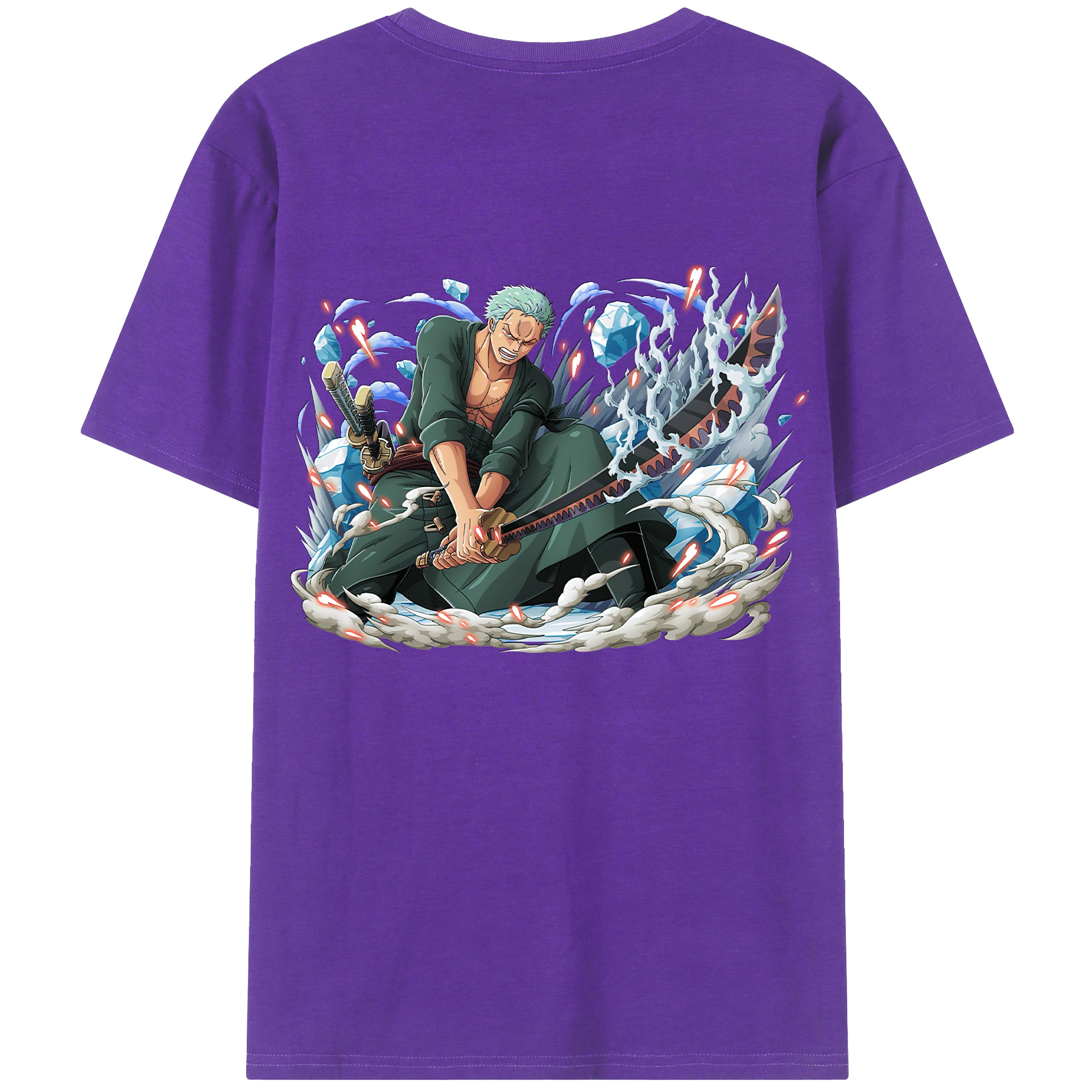 ワンピース ロロノア・ゾロ ONE PIECE Roronoa Zoro 綿100％ メンズ半袖Tシャツ（バックプリント） 通気性