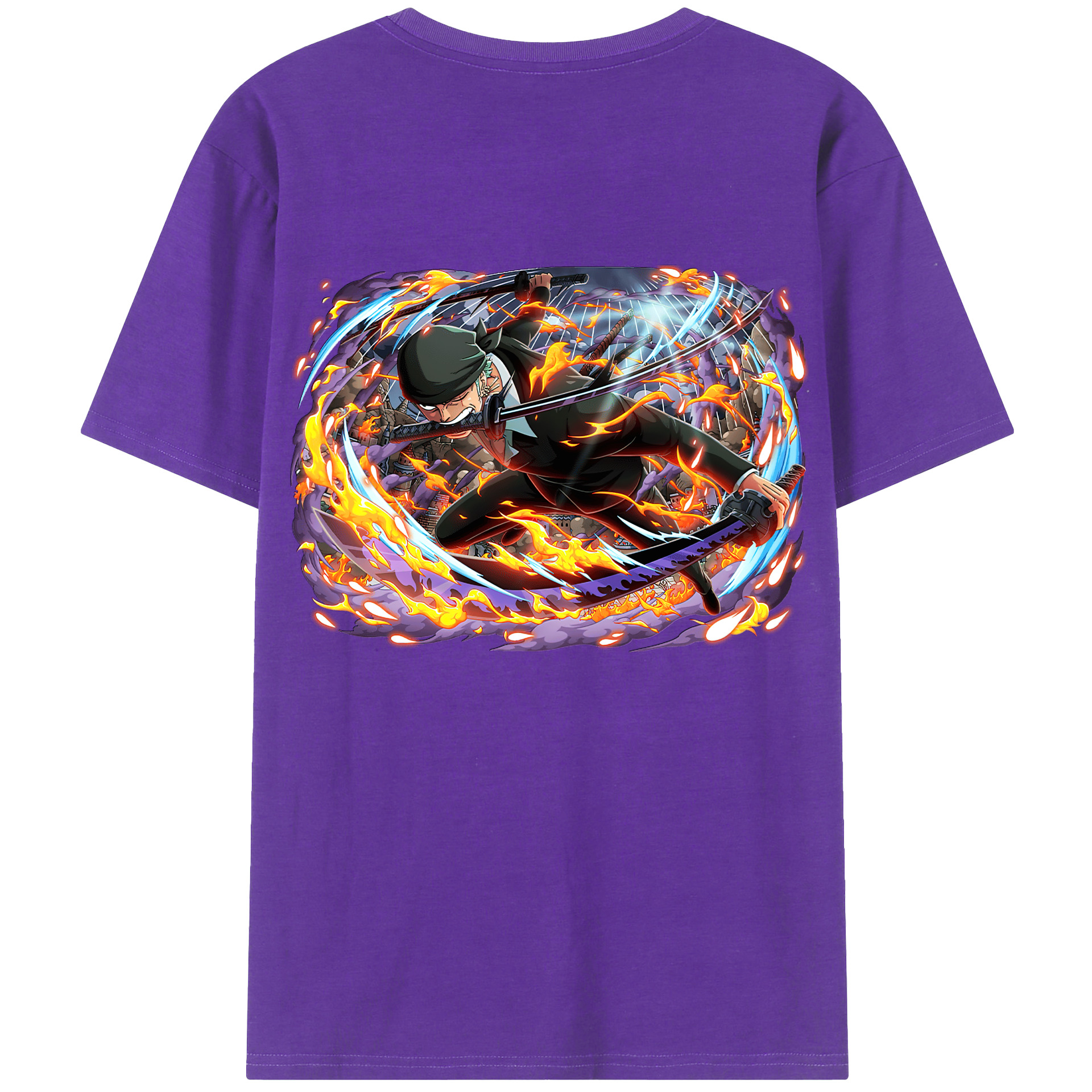 ワンピース ロロノア・ゾロ ONE PIECE Roronoa Zoro 綿100％ メンズ半袖Tシャツ（バックプリント） 通気性