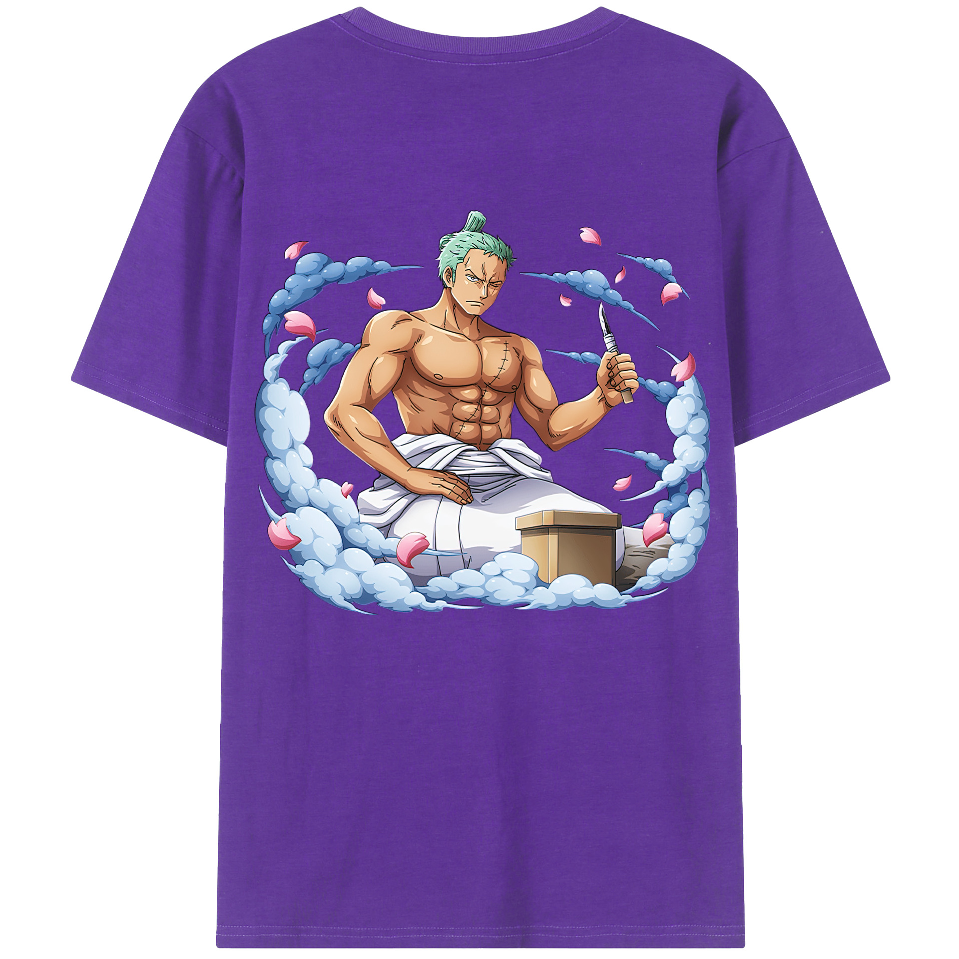 ワンピース ロロノア・ゾロ ONE PIECE Roronoa Zoro 綿100％ メンズ半袖Tシャツ（バックプリント） 通気性