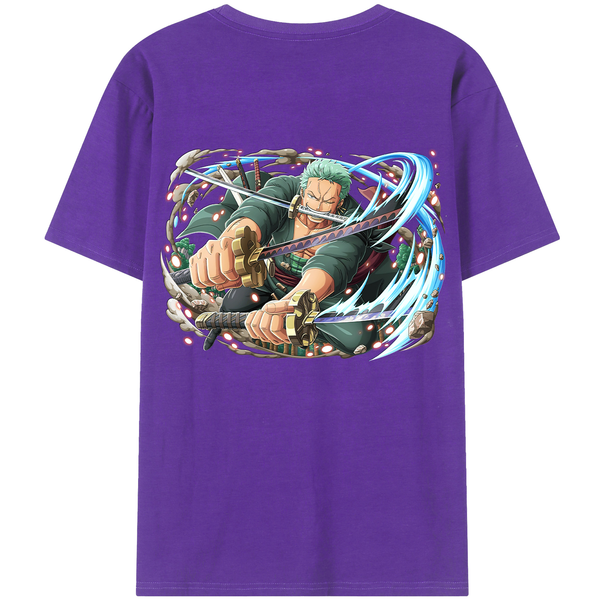 ワンピース ロロノア・ゾロ ONE PIECE Roronoa Zoro 綿100％ メンズ半袖Tシャツ（バックプリント） 通気性