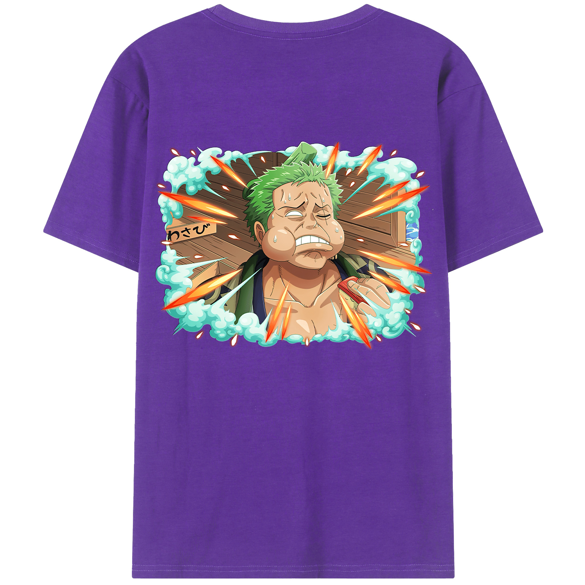 ワンピース ロロノア・ゾロ ONE PIECE Roronoa Zoro 綿100％ メンズ半袖Tシャツ（バックプリント） 通気性