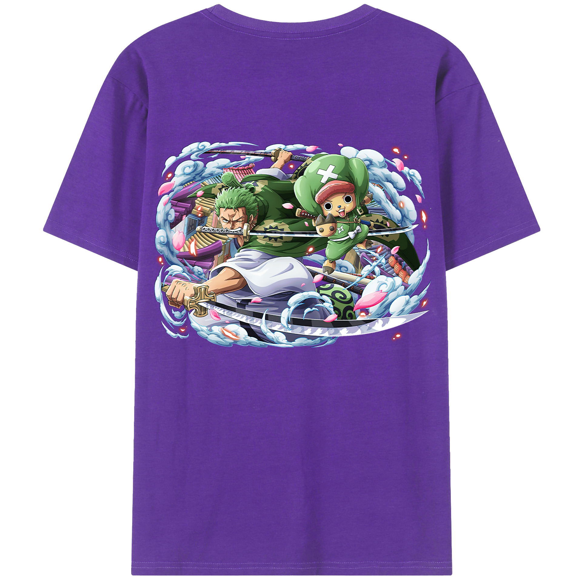 ワンピース ロロノア・ゾロ ONE PIECE Roronoa Zoro 綿100％ メンズ半袖Tシャツ（バックプリント） 通気性