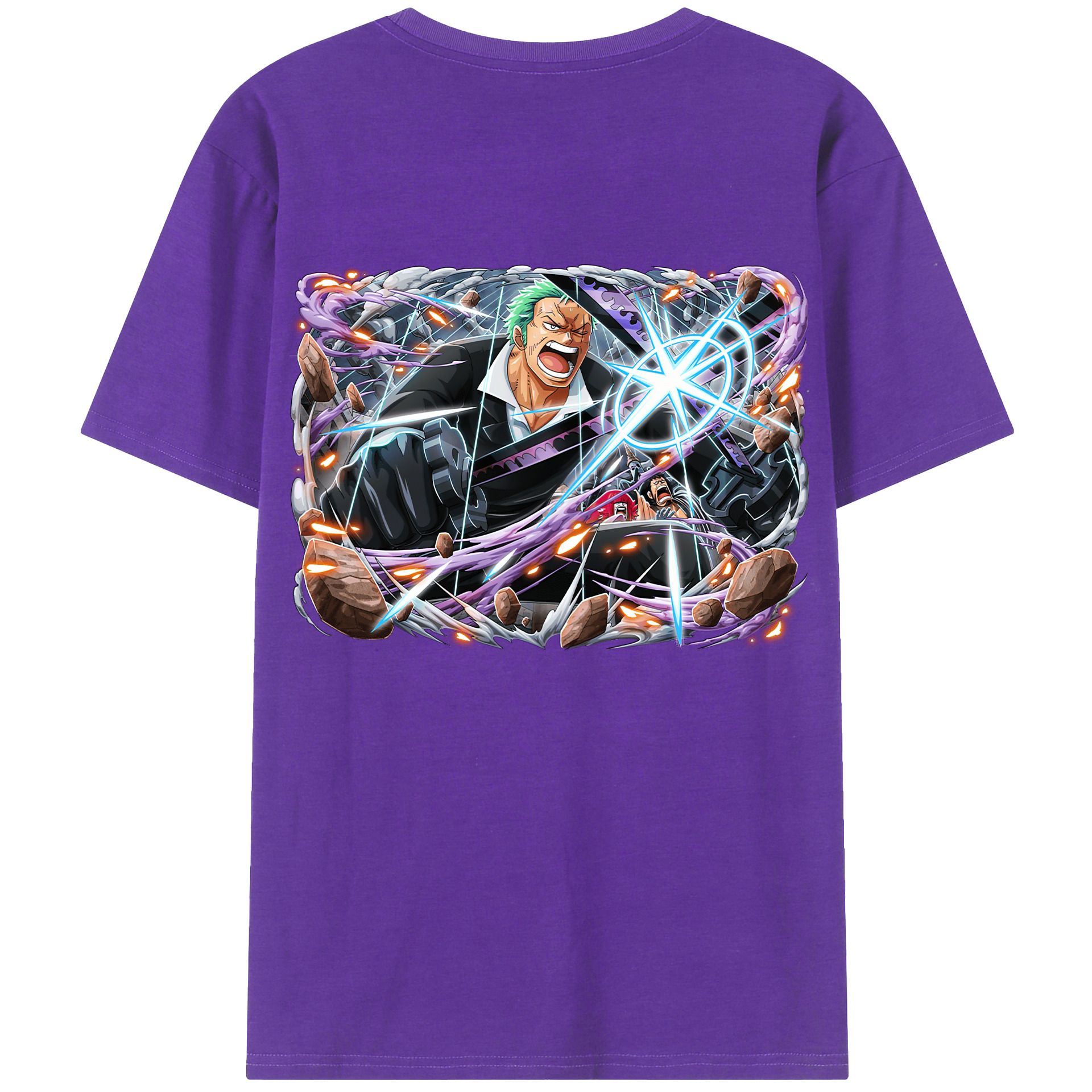 ワンピース ロロノア・ゾロ ONE PIECE Roronoa Zoro 綿100％ メンズ半袖Tシャツ（バックプリント） 通気性