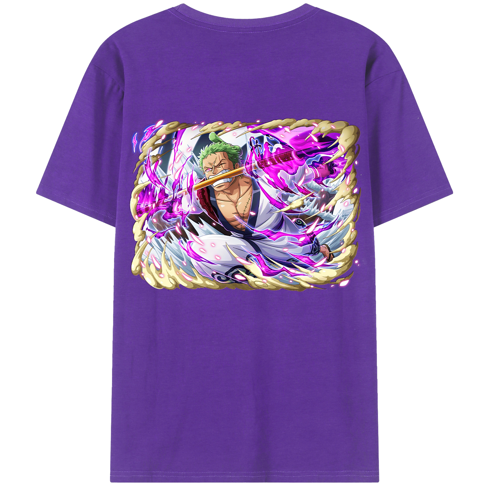 ワンピース ロロノア・ゾロ ONE PIECE Roronoa Zoro 綿100％ メンズ半袖Tシャツ（バックプリント） 通気性