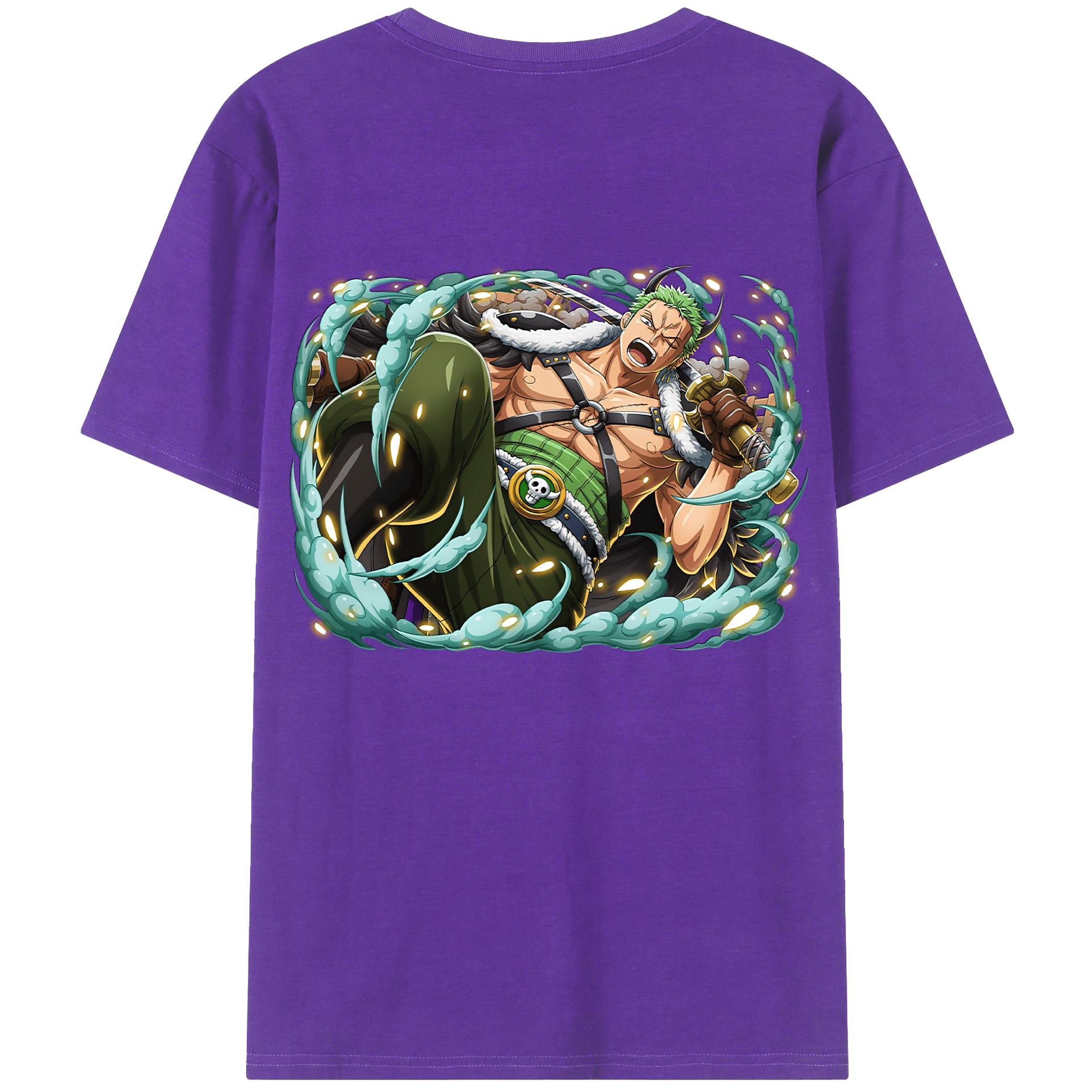 ワンピース ロロノア・ゾロ ONE PIECE Roronoa Zoro 綿100％ メンズ半袖Tシャツ（バックプリント） 通気性