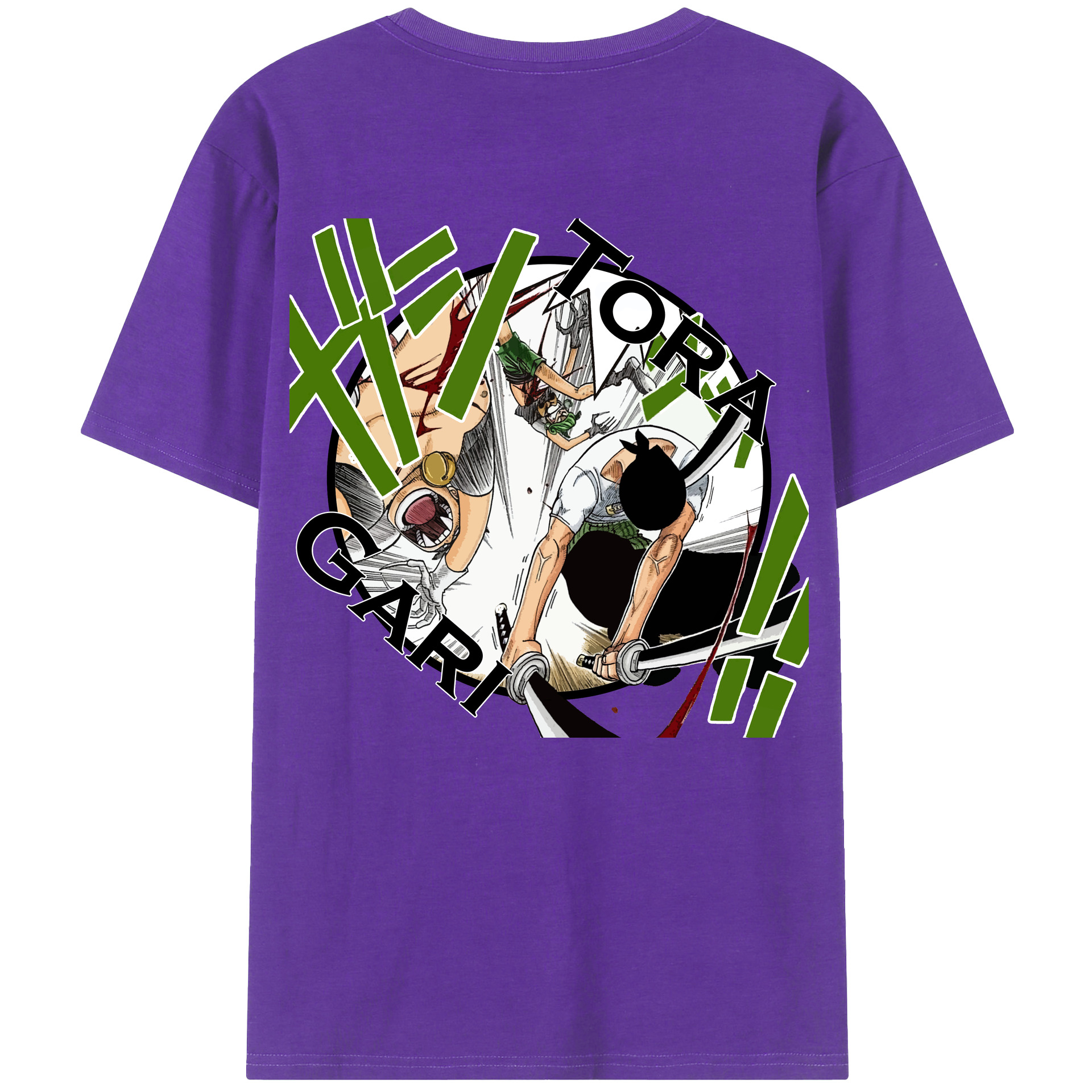 ワンピース ロロノア・ゾロ ONE PIECE Roronoa Zoro 綿100％ メンズ半袖Tシャツ（バックプリント） 通気性