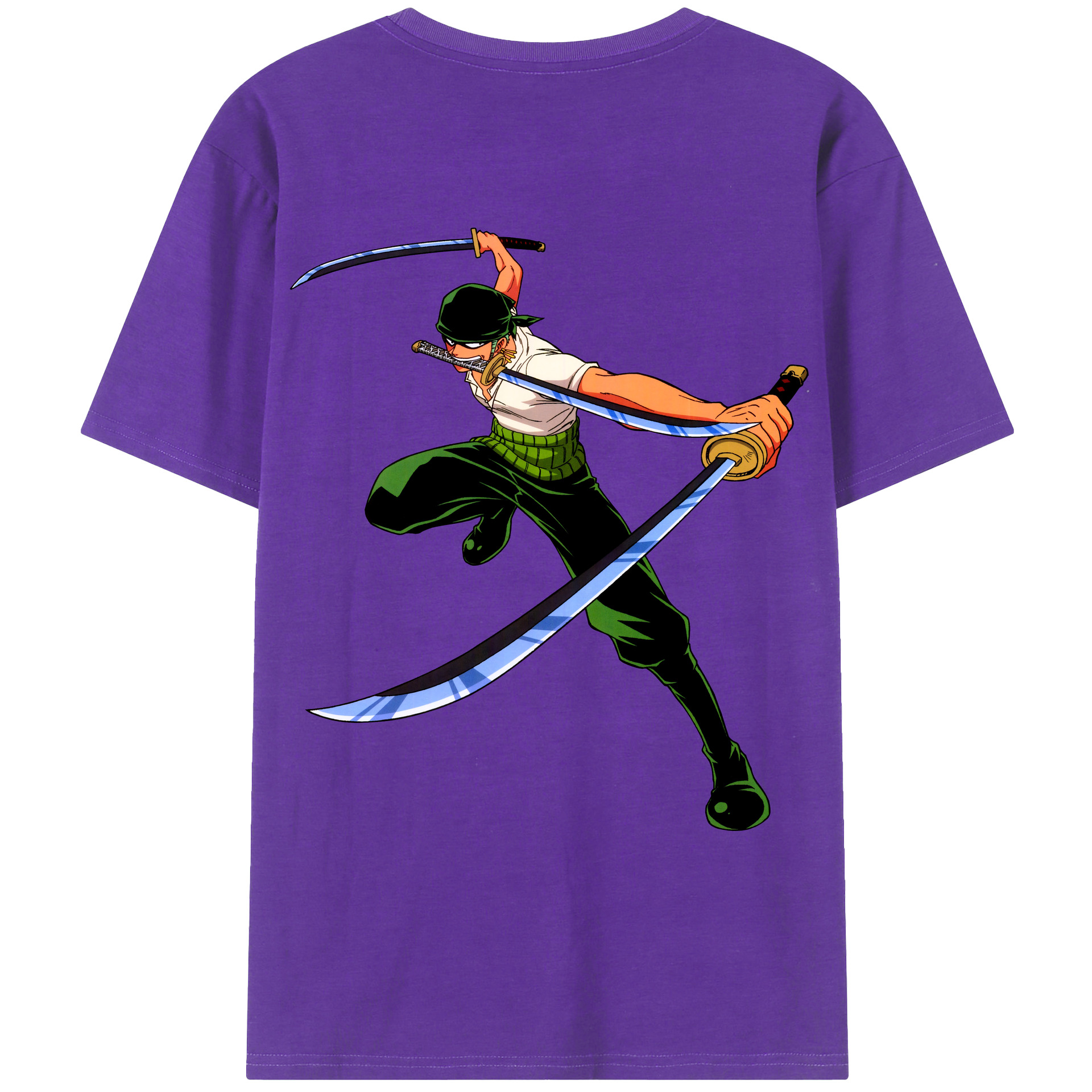 ワンピース ロロノア・ゾロ ONE PIECE Roronoa Zoro 綿100％ メンズ半袖Tシャツ（バックプリント） 通気性