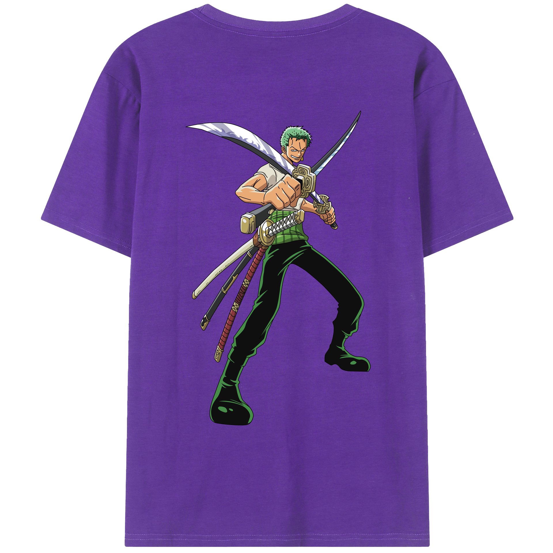ワンピース ロロノア・ゾロ ONE PIECE Roronoa Zoro 綿100％ メンズ半袖Tシャツ（バックプリント） 通気性